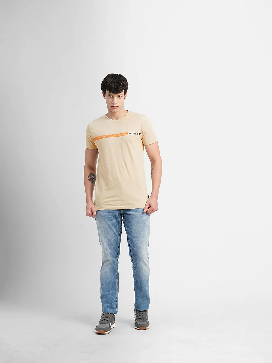 Light Brown Logo Print Crew Neck T-shirt - Image 6