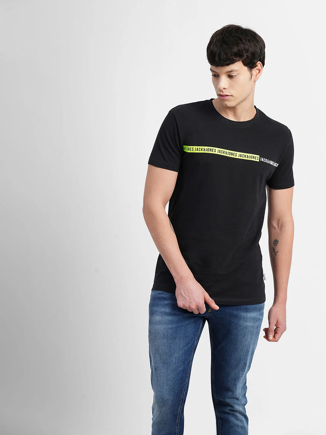 Black Logo Print Crew Neck T-shirt - Image 2