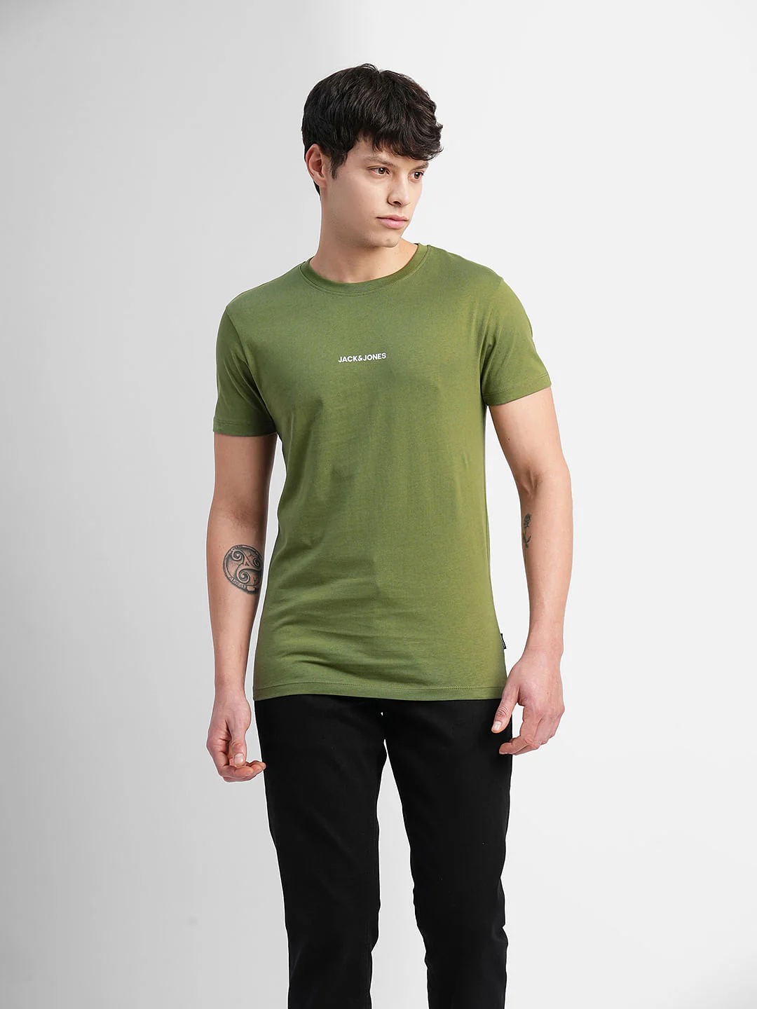 Green Logo Text Print Crew Neck T-shirt - Image 2