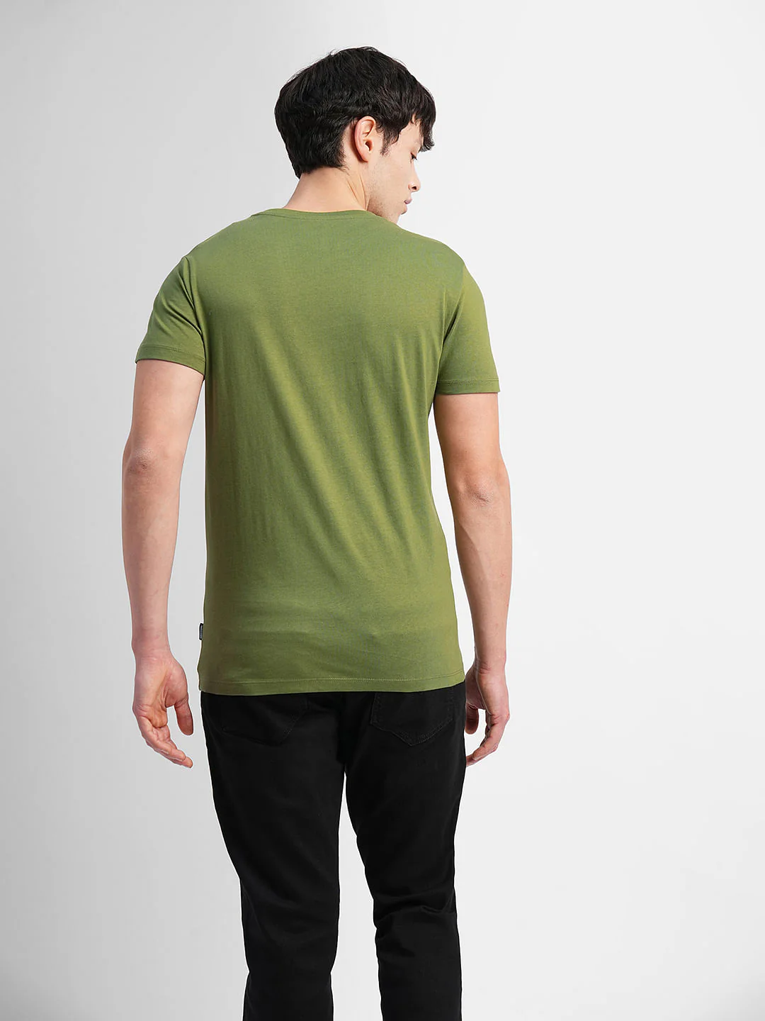 Green Logo Text Print Crew Neck T-shirt - Image 4