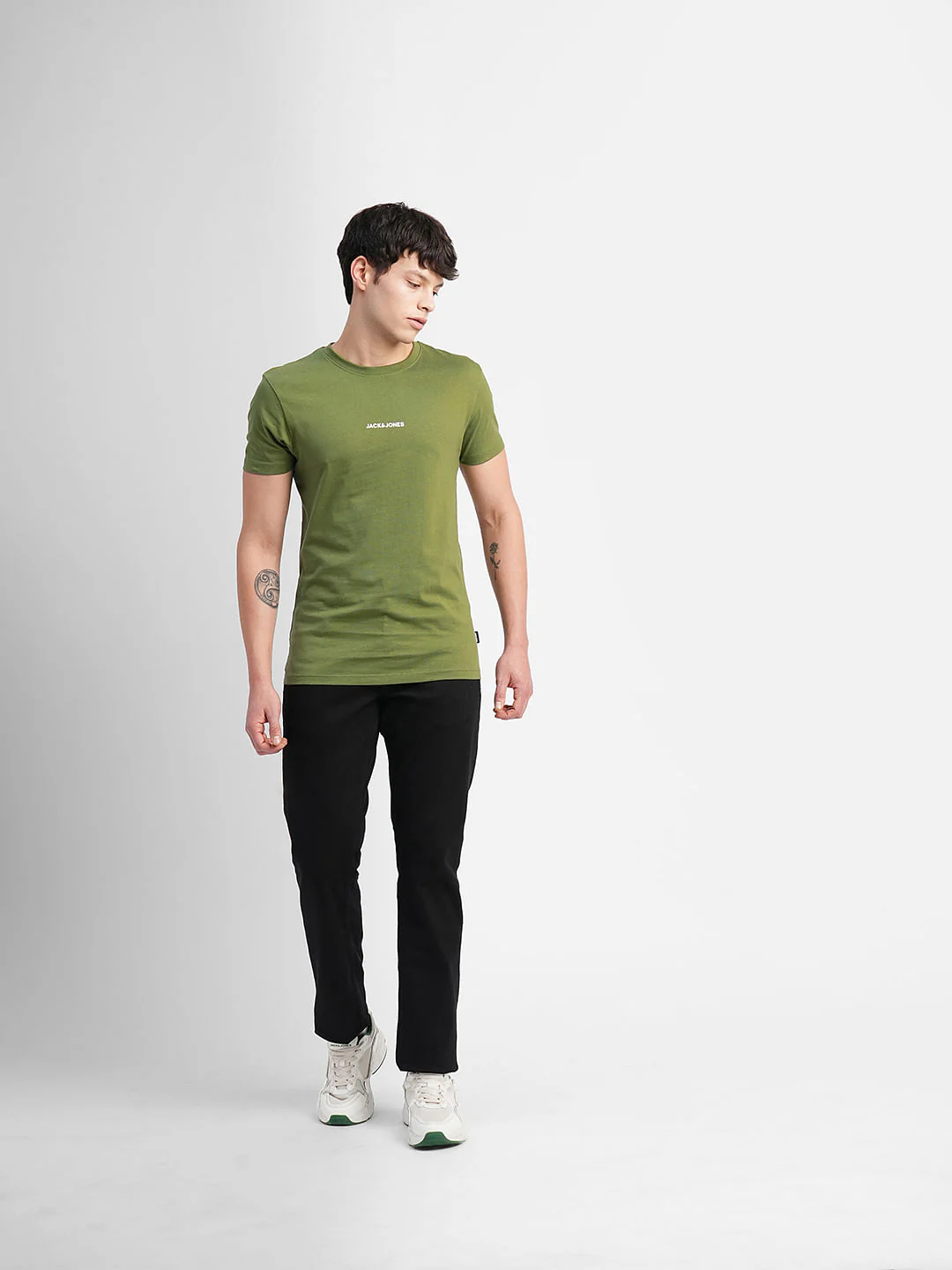 Green Logo Text Print Crew Neck T-shirt - Image 6