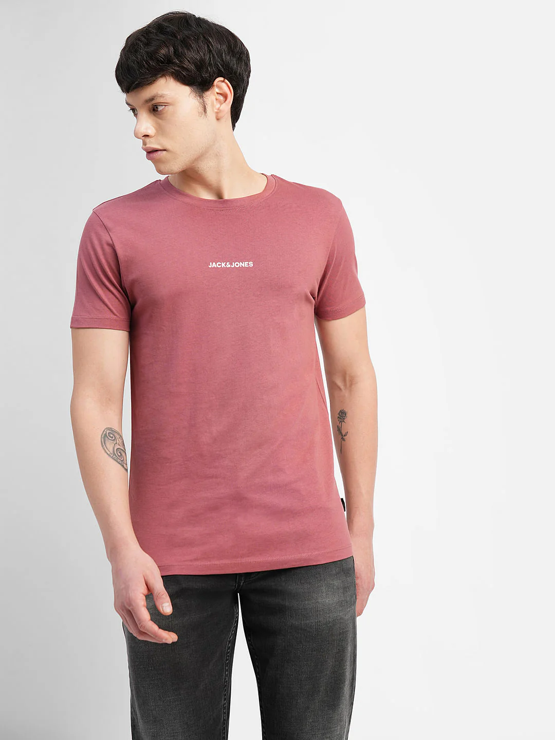 Red Logo Text Print Crew Neck T-shirt - Image 2