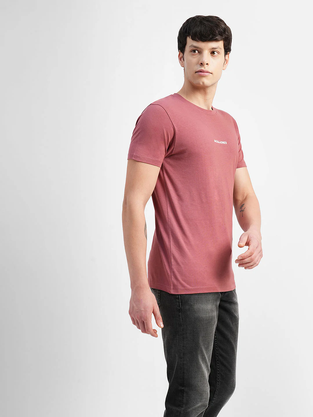 Red Logo Text Print Crew Neck T-shirt - Image 3