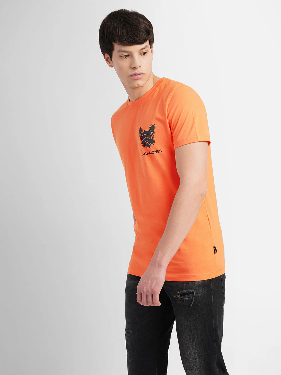 Orange Logo Print Crew Neck T-shirt - Image 3
