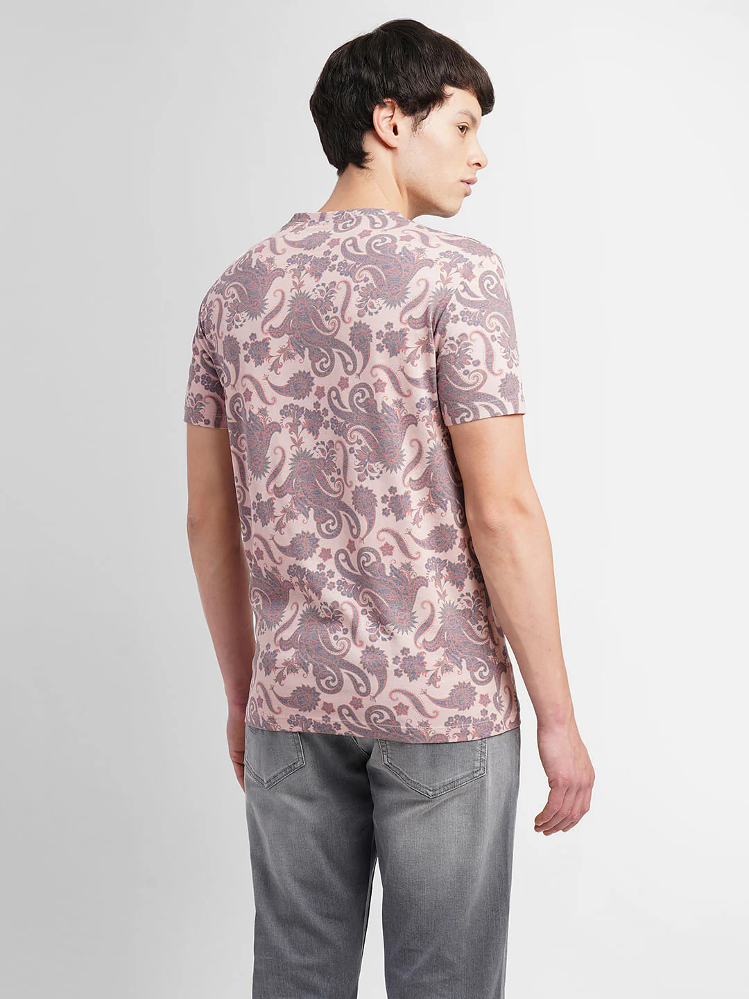 Pink Abstract Print Crew Neck T-shirt - Image 4