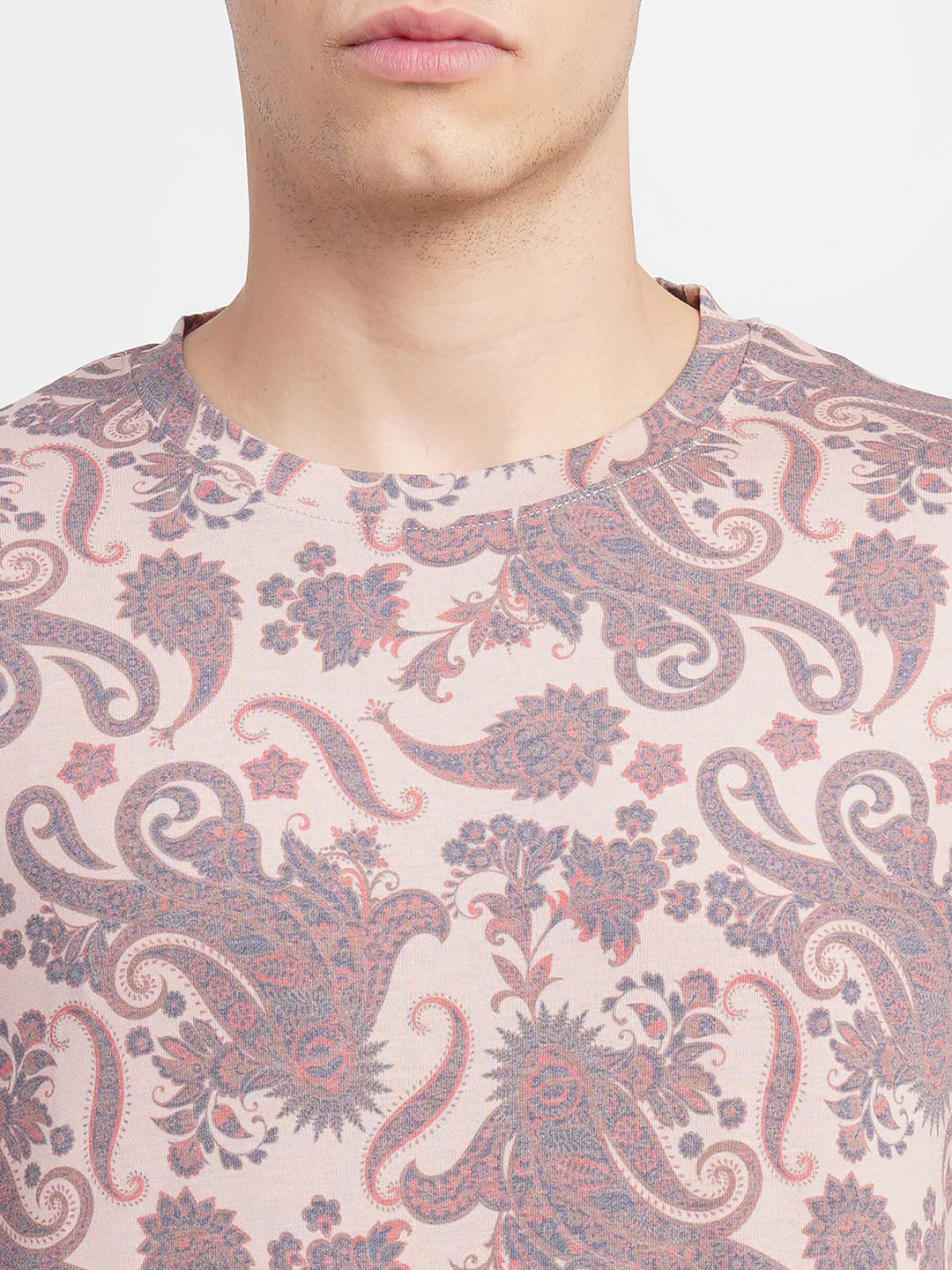 Pink Abstract Print Crew Neck T-shirt - Image 5