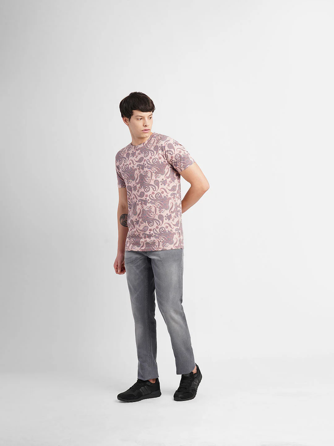 Pink Abstract Print Crew Neck T-shirt - Image 6