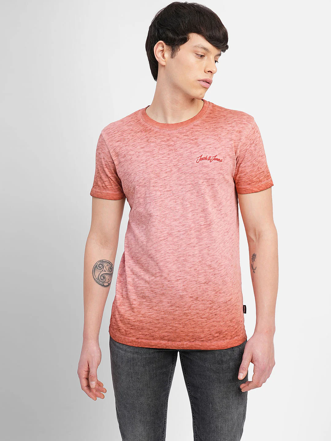 Red Washed Crew Neck T-shirt - Image 2