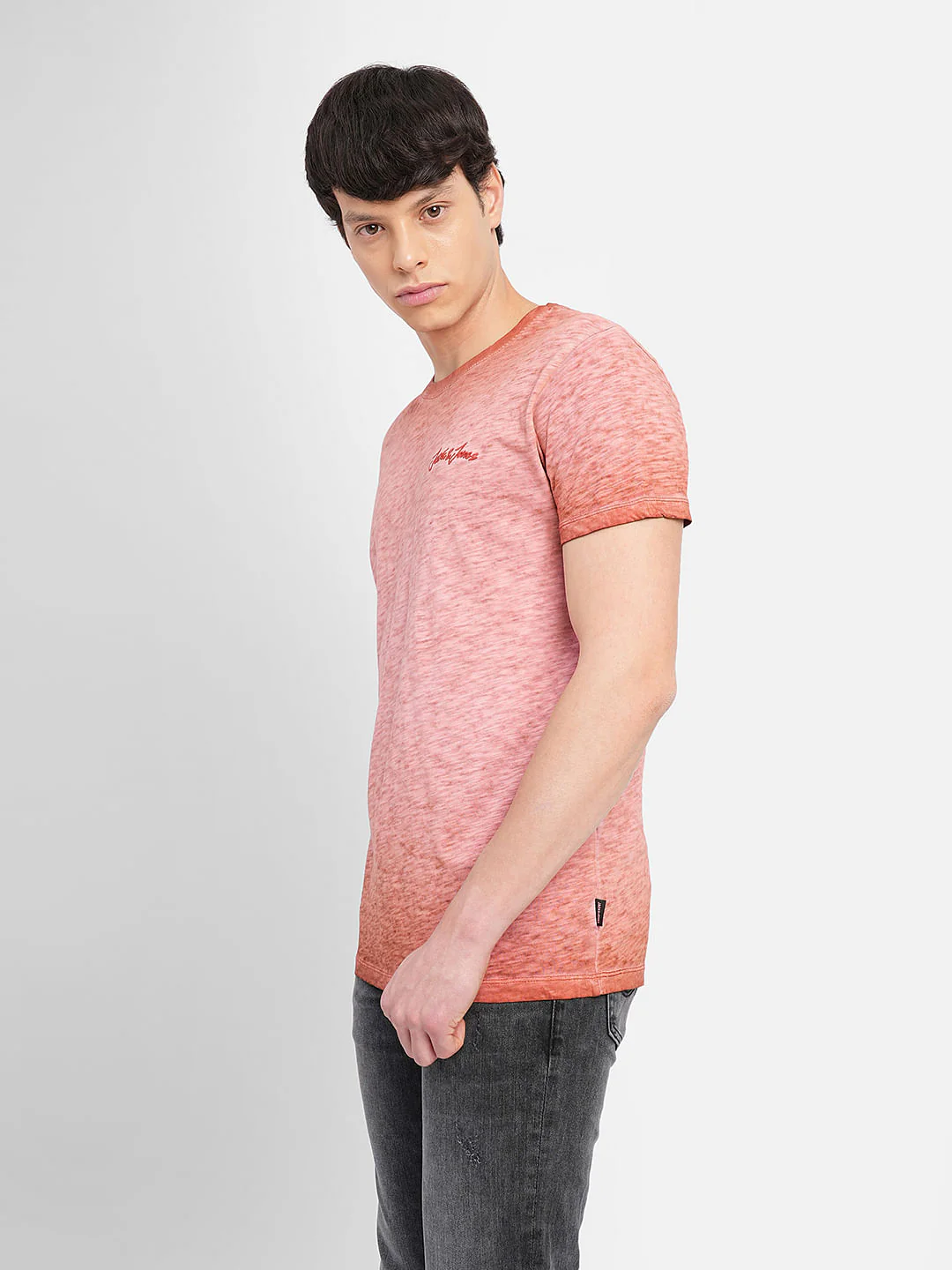 Red Washed Crew Neck T-shirt - Image 3