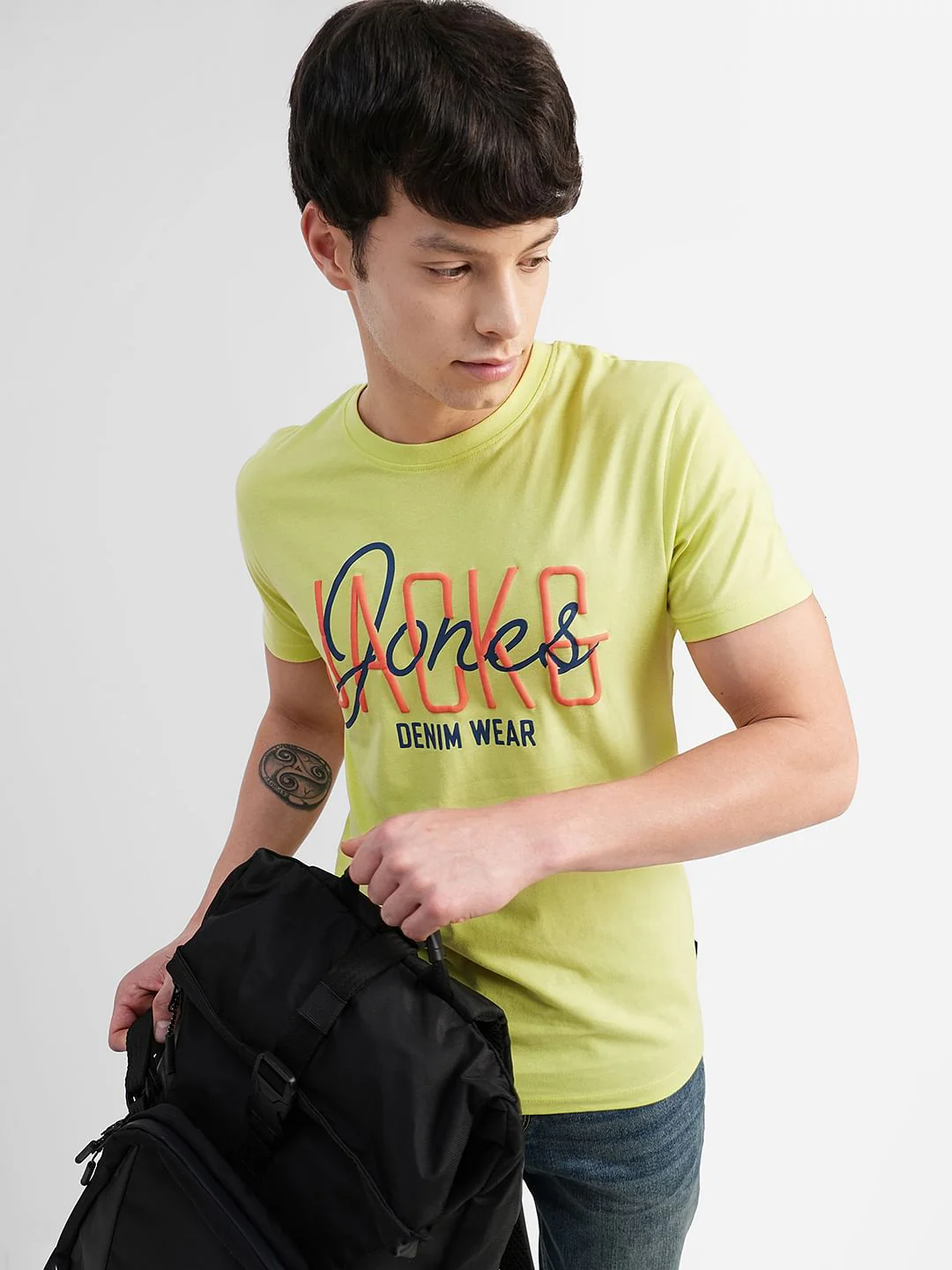 Green Typographic Logo Print Crew Neck T-shirt