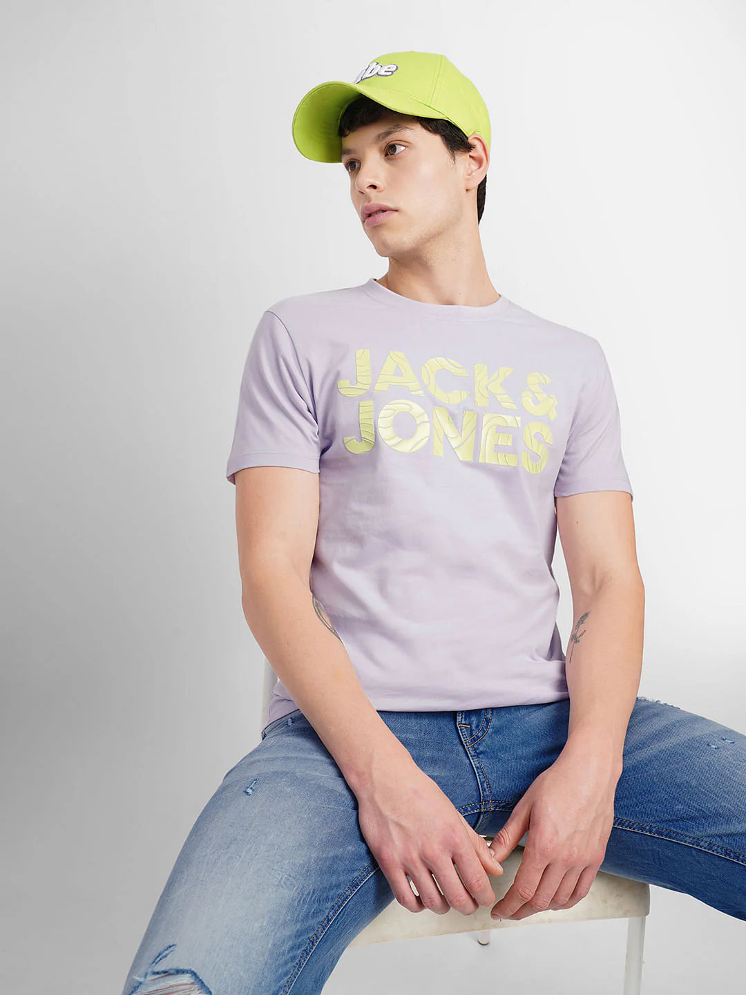 Lavender Logo Print Crew Neck T-shirt