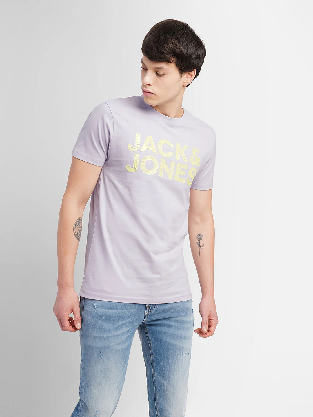 Lavender Logo Print Crew Neck T-shirt - Image 2