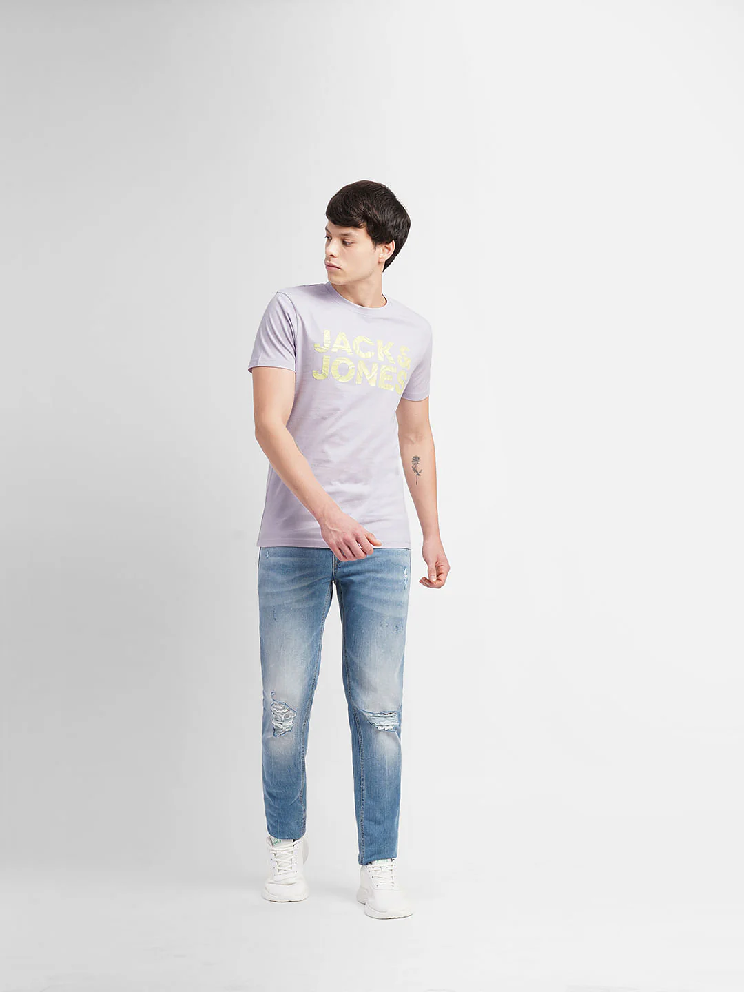 Lavender Logo Print Crew Neck T-shirt - Image 6