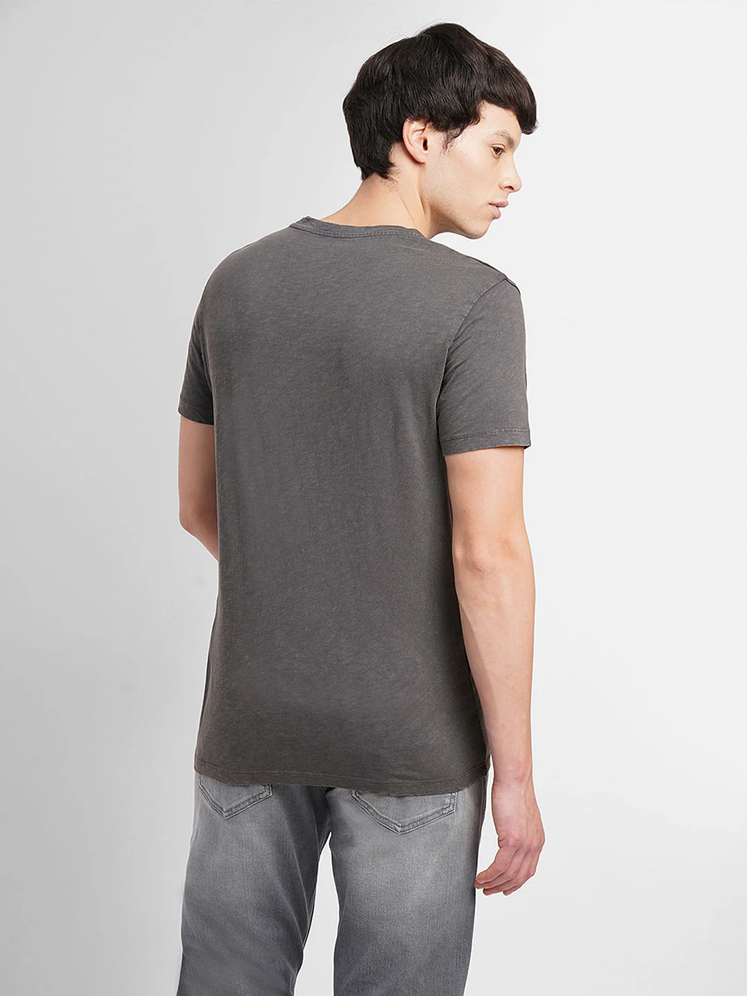 Grey Graphic Print Crew Neck T-shirt - Image 4