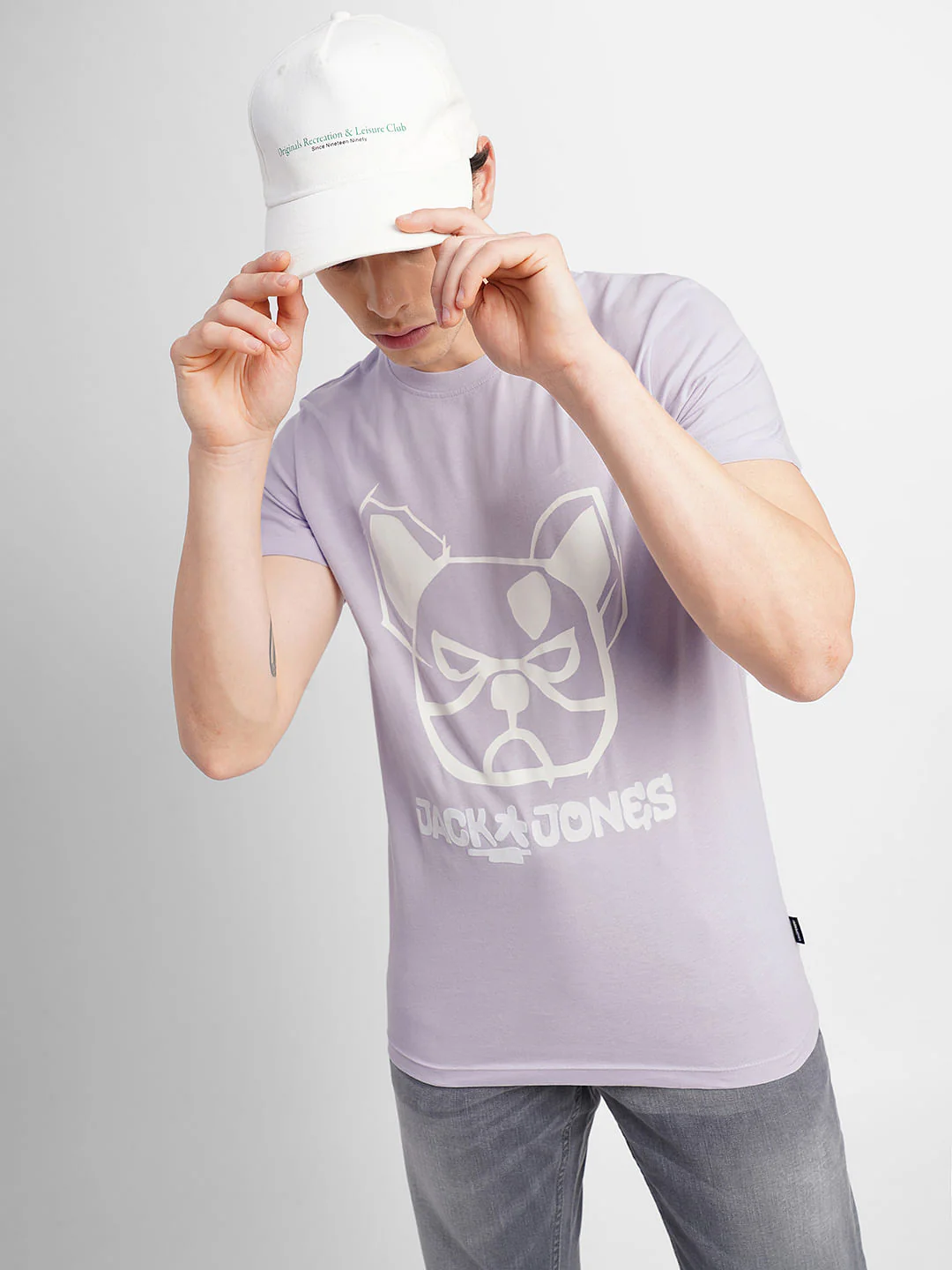 Lavender Logo Print Crew Neck T-shirt