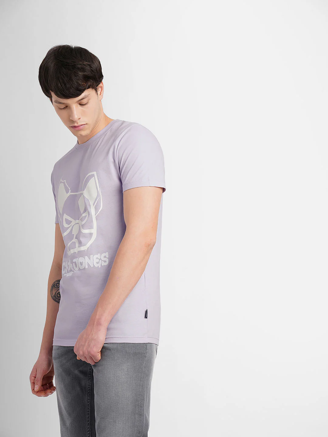 Lavender Logo Print Crew Neck T-shirt - Image 3