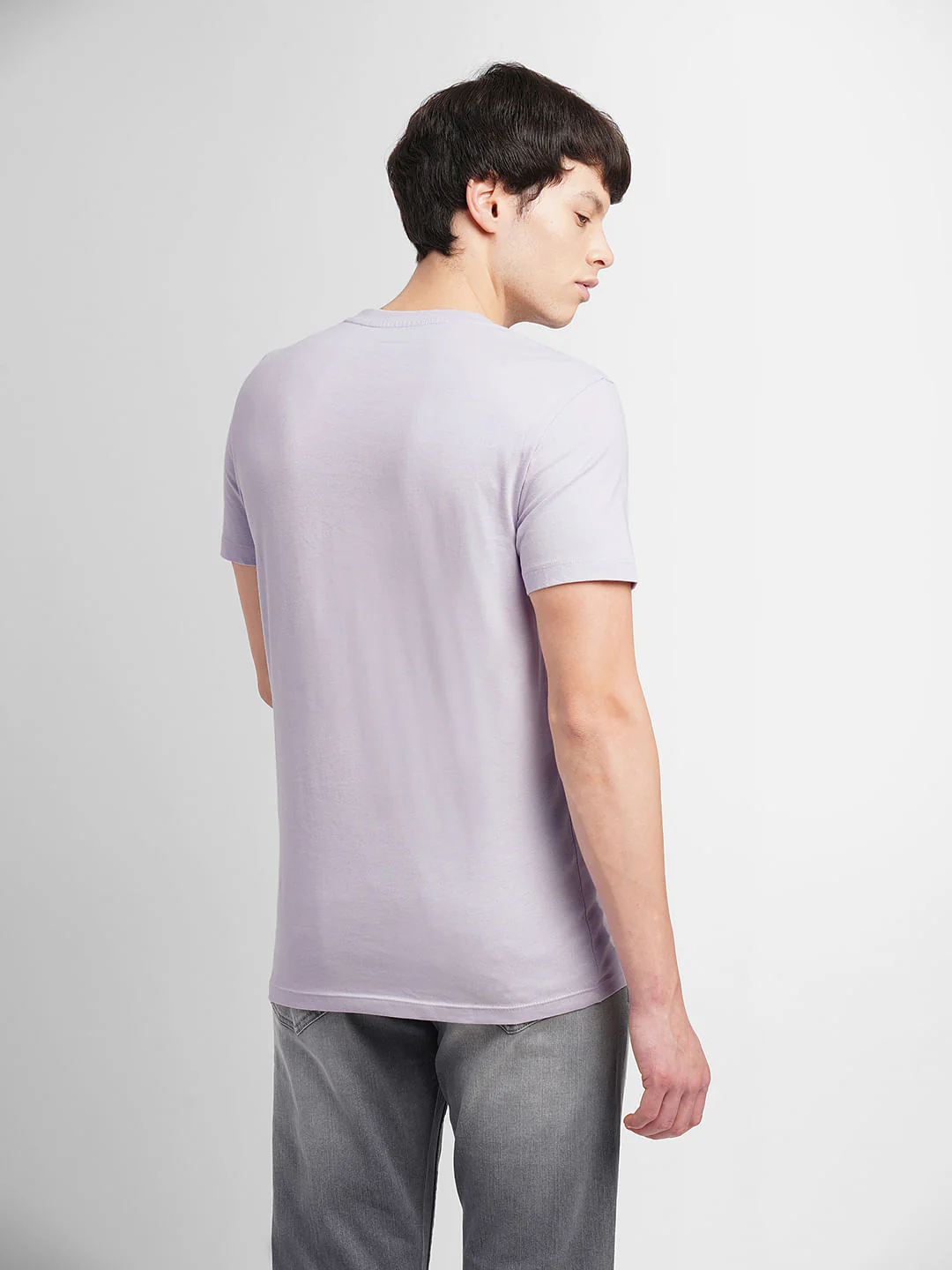 Lavender Logo Print Crew Neck T-shirt - Image 4