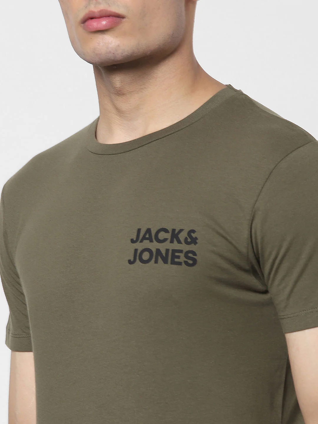 Olive Green Logo Print Crew Neck T-shirt - Image 5
