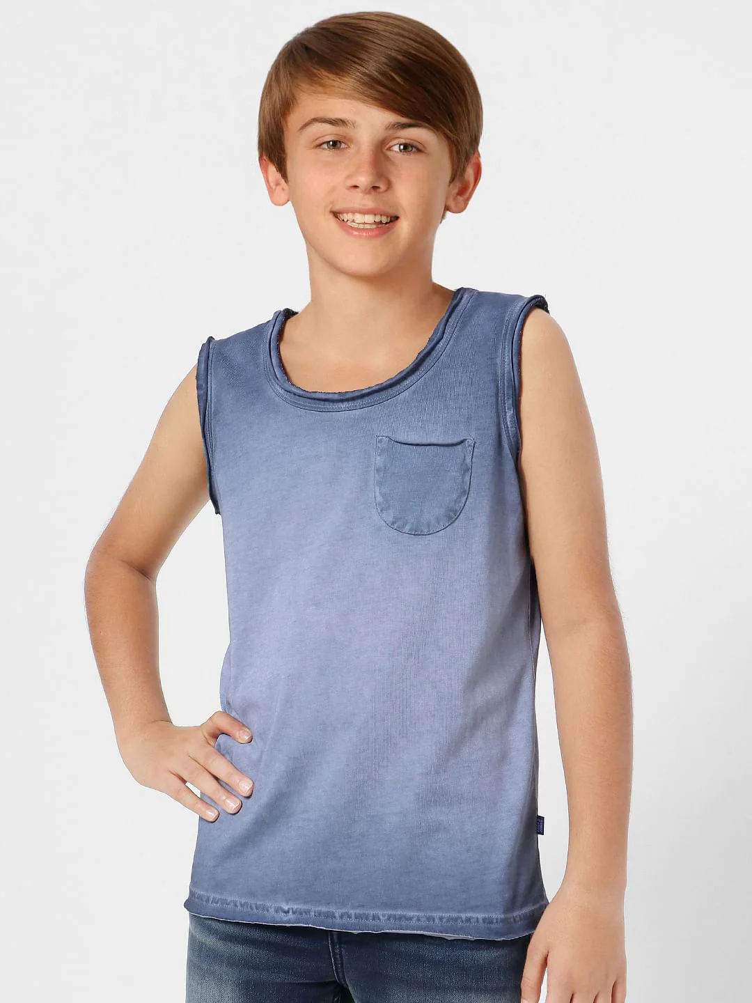Boys Blue Sleeveless T-shirt - Image 2