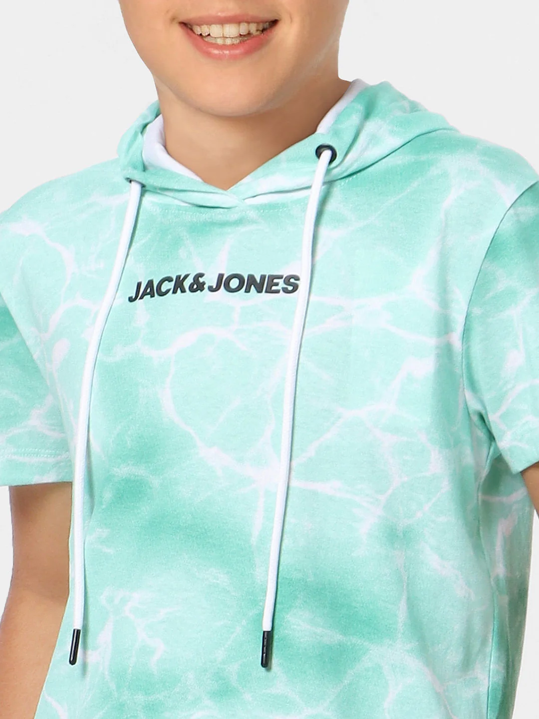Boys Green Tie Dye Hooded T-shirt - Image 5