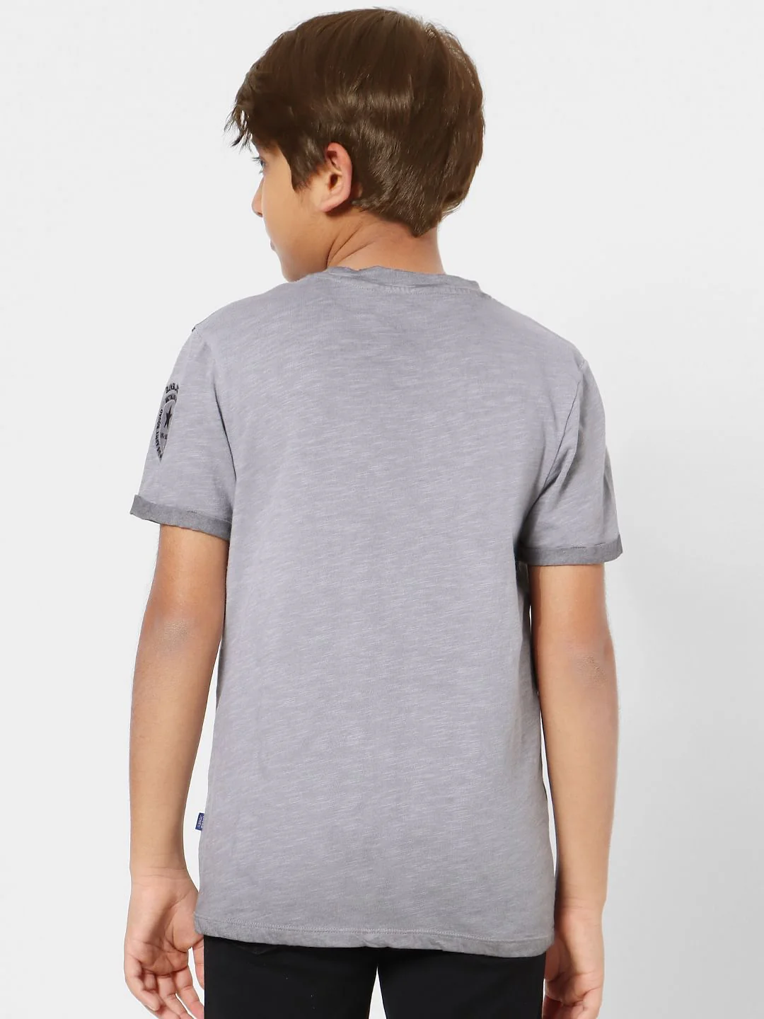Boys Grey Colourblocked Crew Neck T-shirt - Image 4