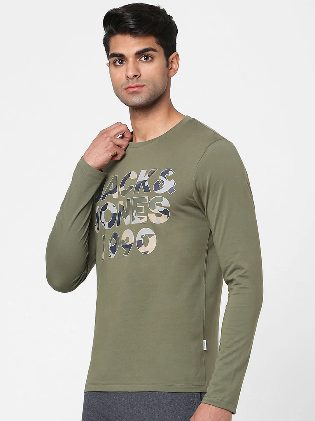 Green Logo Print Full Sleeves T-shirt - Image 2