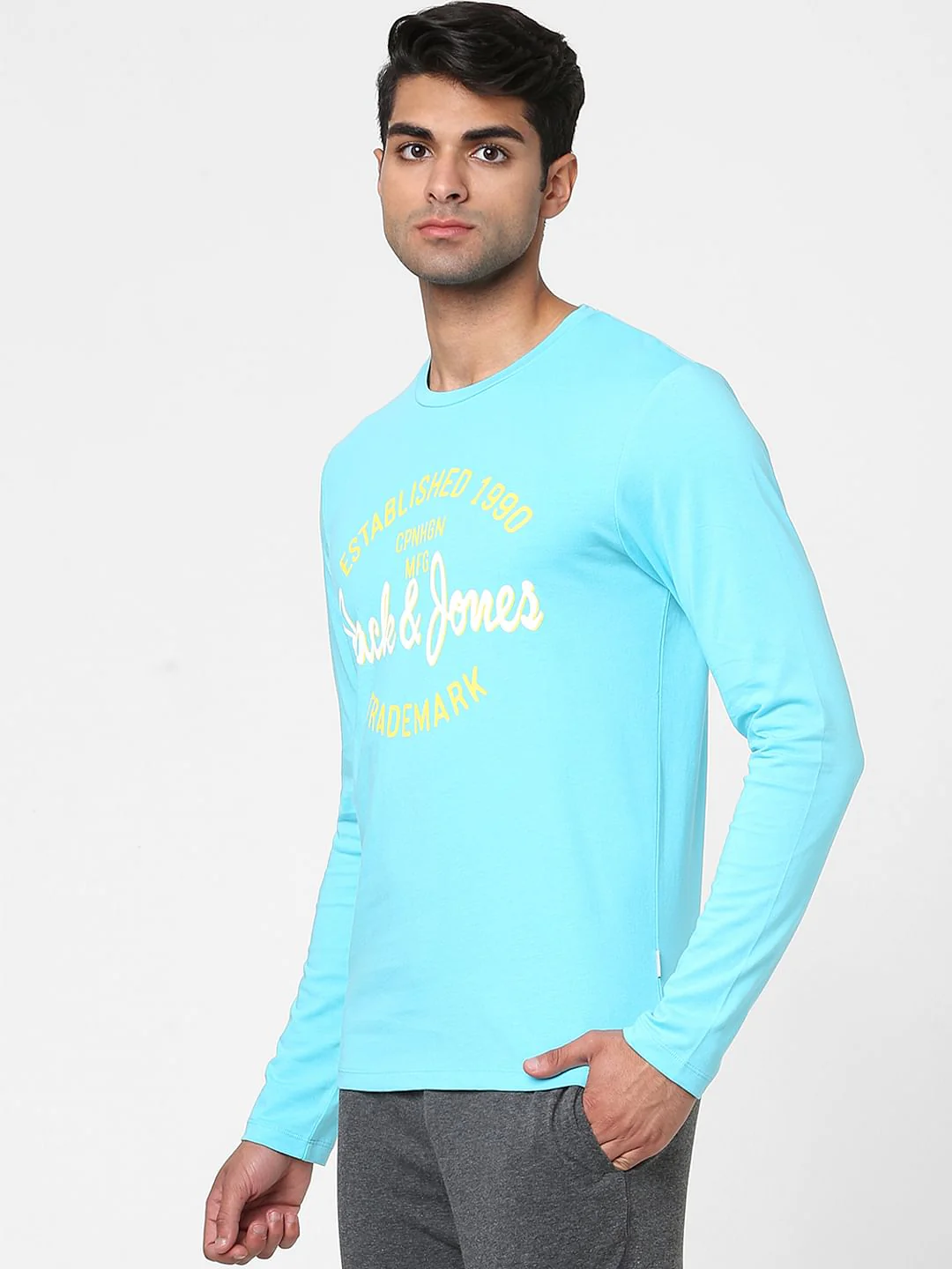 Blue Logo Print Full Sleeves T-shirt - Image 2