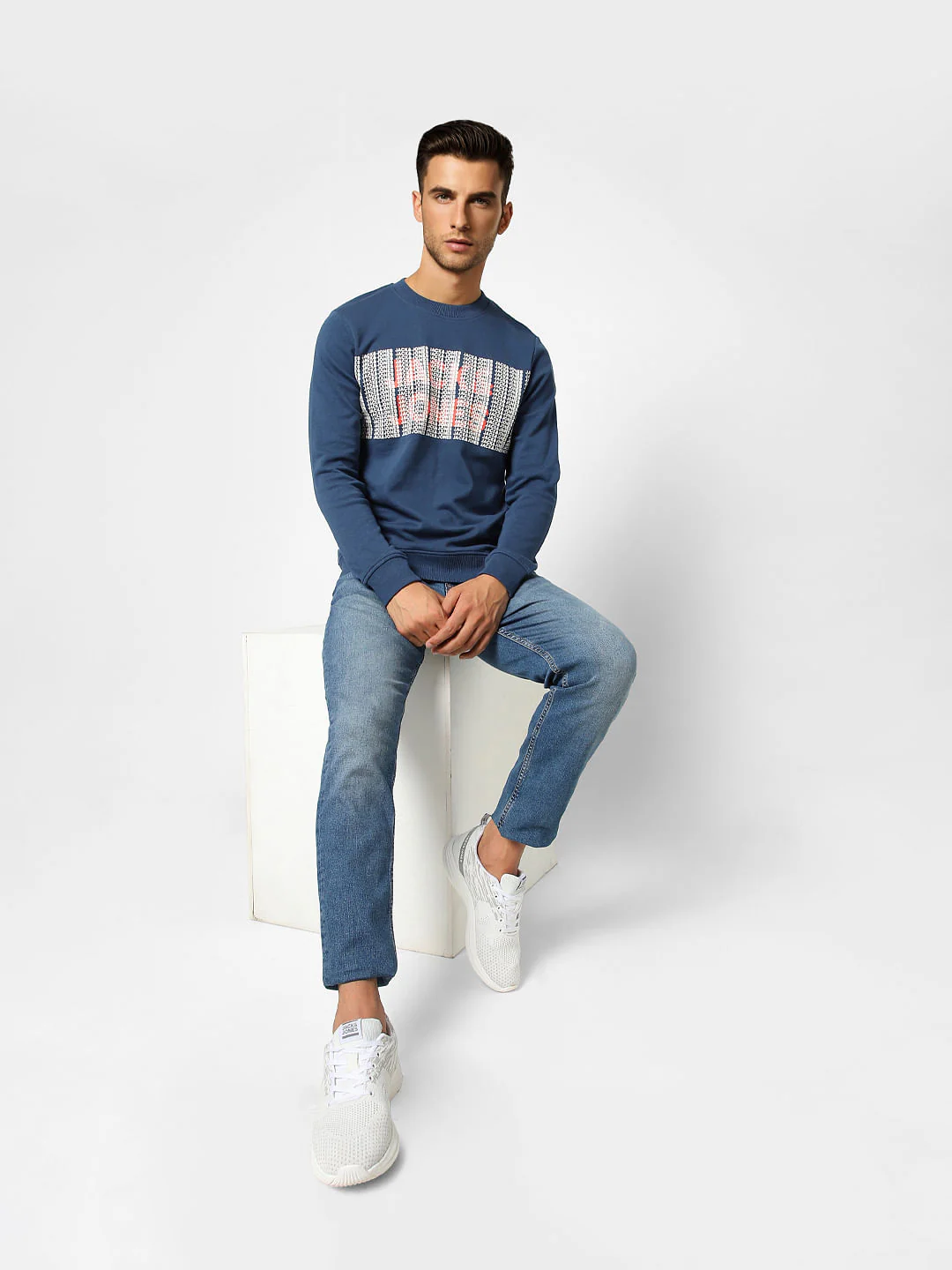 Blue Logo Print Sweatshirt