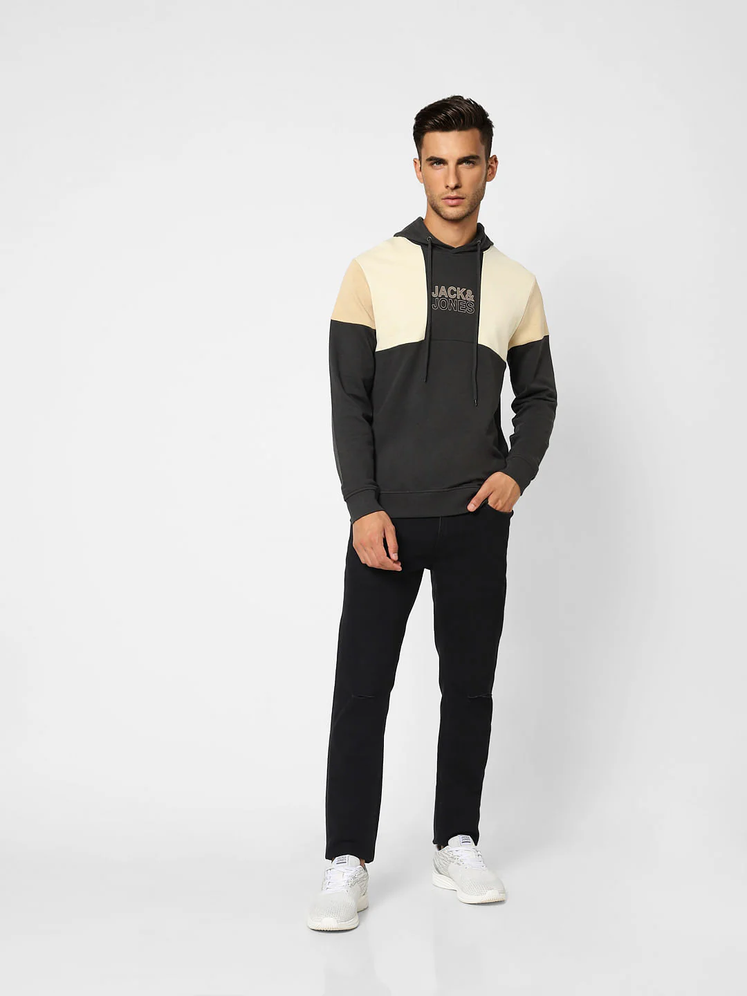 Black Colourblocked Hooded Sweatshirt - Image 6
