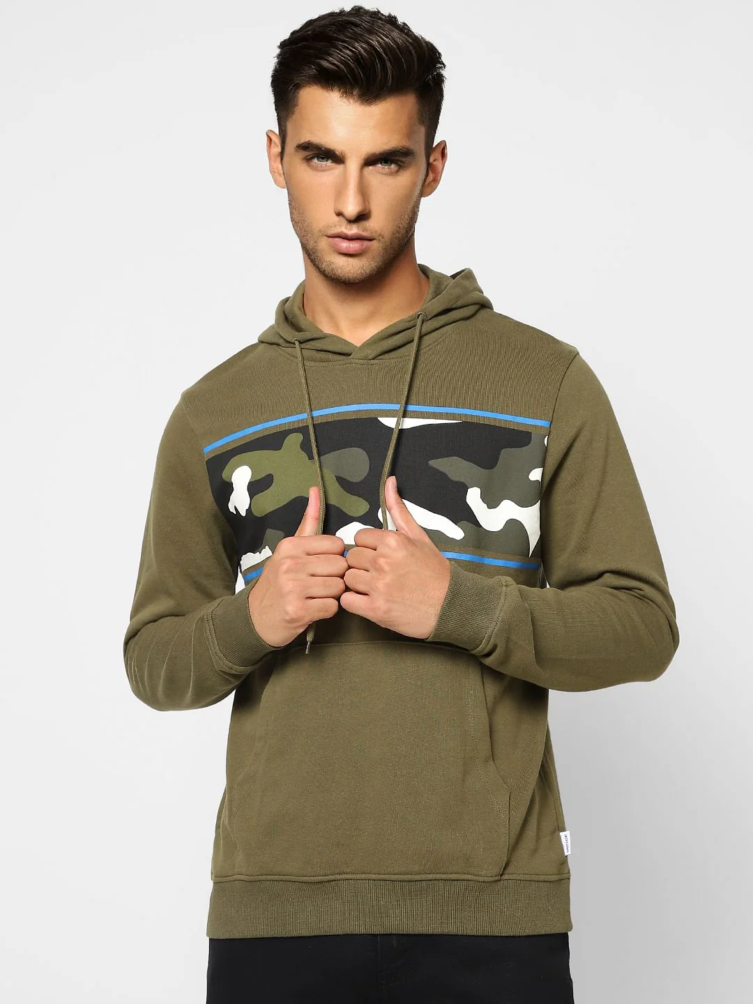 Green Camo Print Hooded Sweatshirt - Image 2