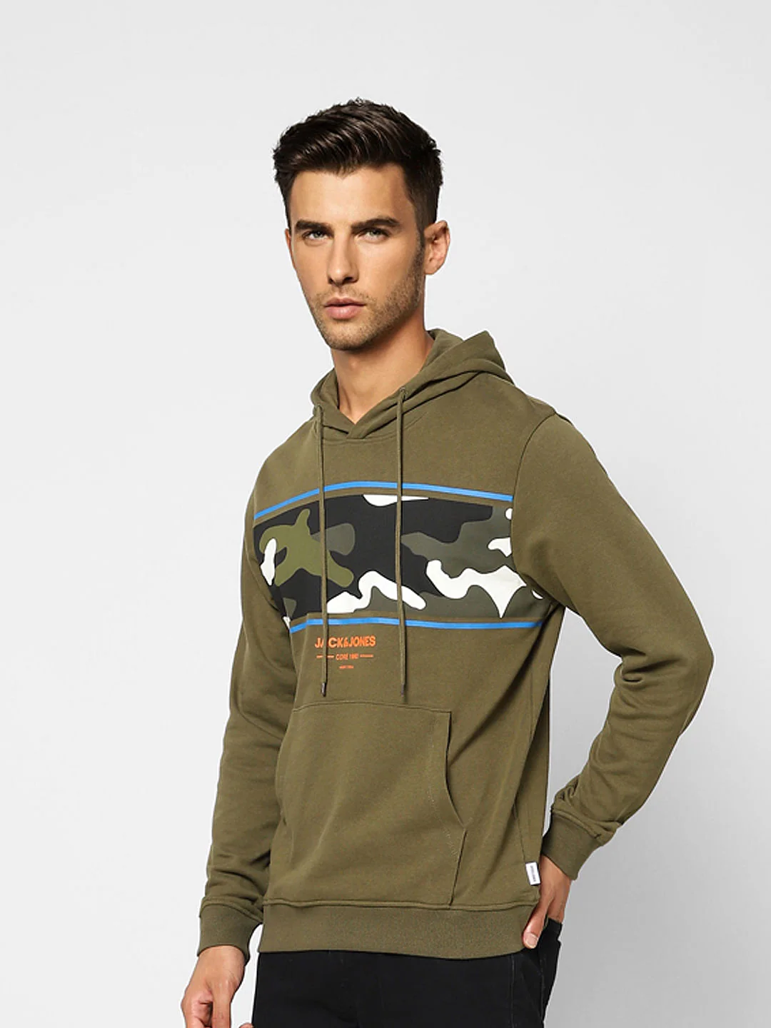 Green Camo Print Hooded Sweatshirt - Image 3