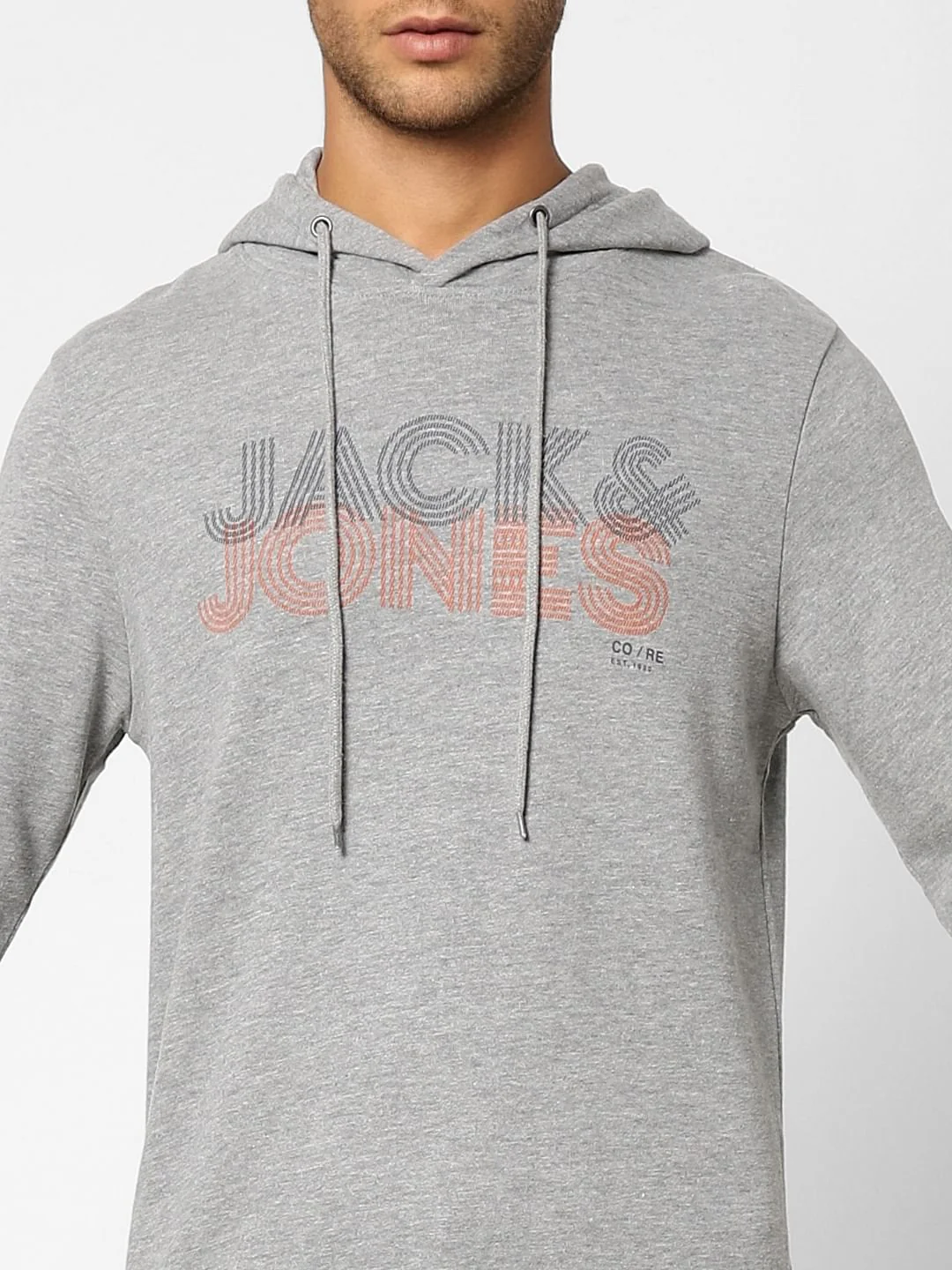 Grey Logo Print Hooded Sweatshirt - Image 5