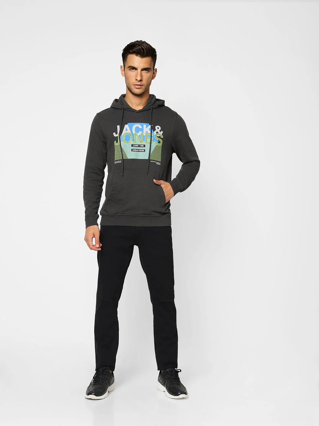 Black Logo Print Hooded Sweatshirt - Image 6