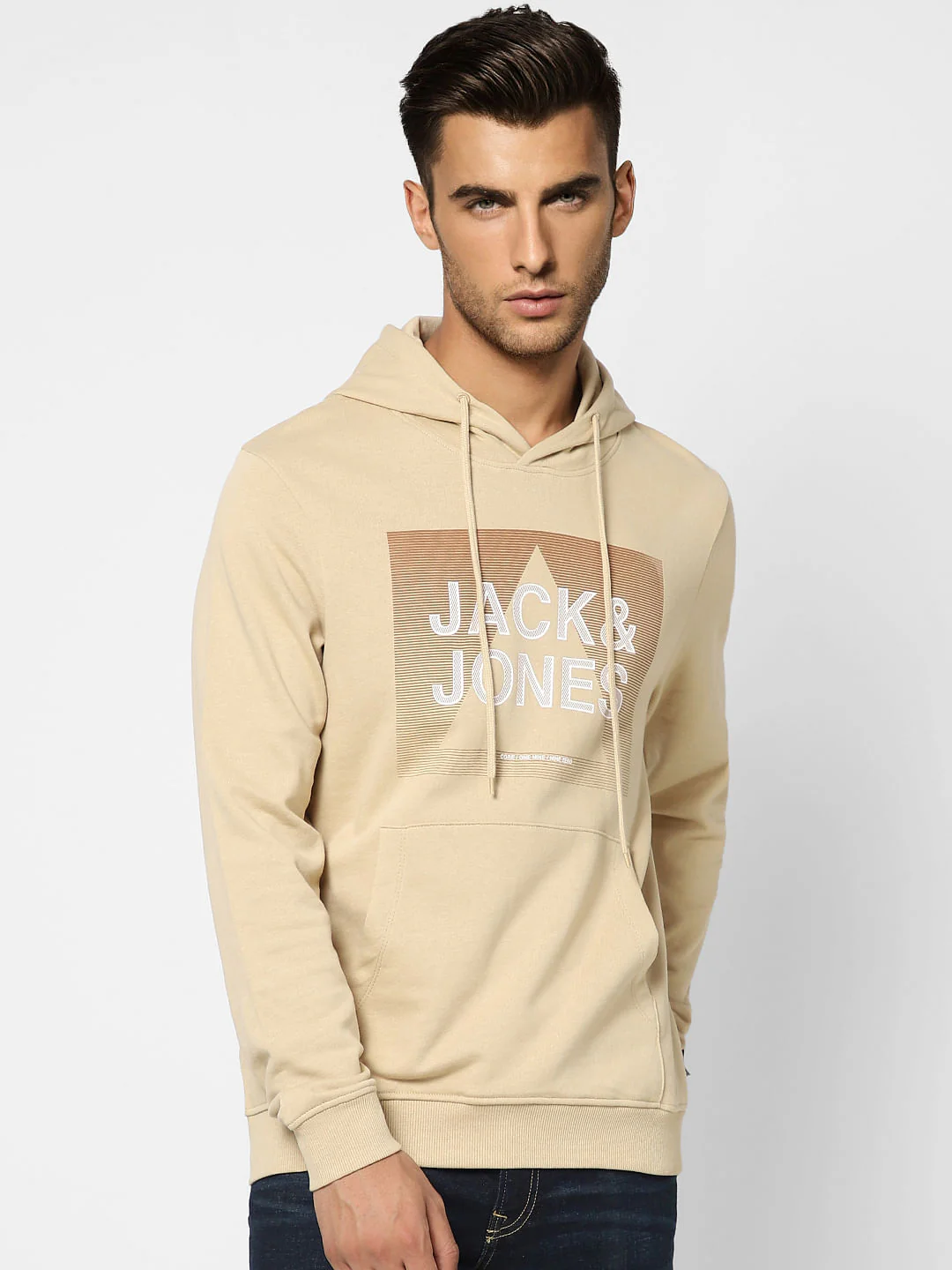 Beige Logo Print Hooded Sweatshirt - Image 2