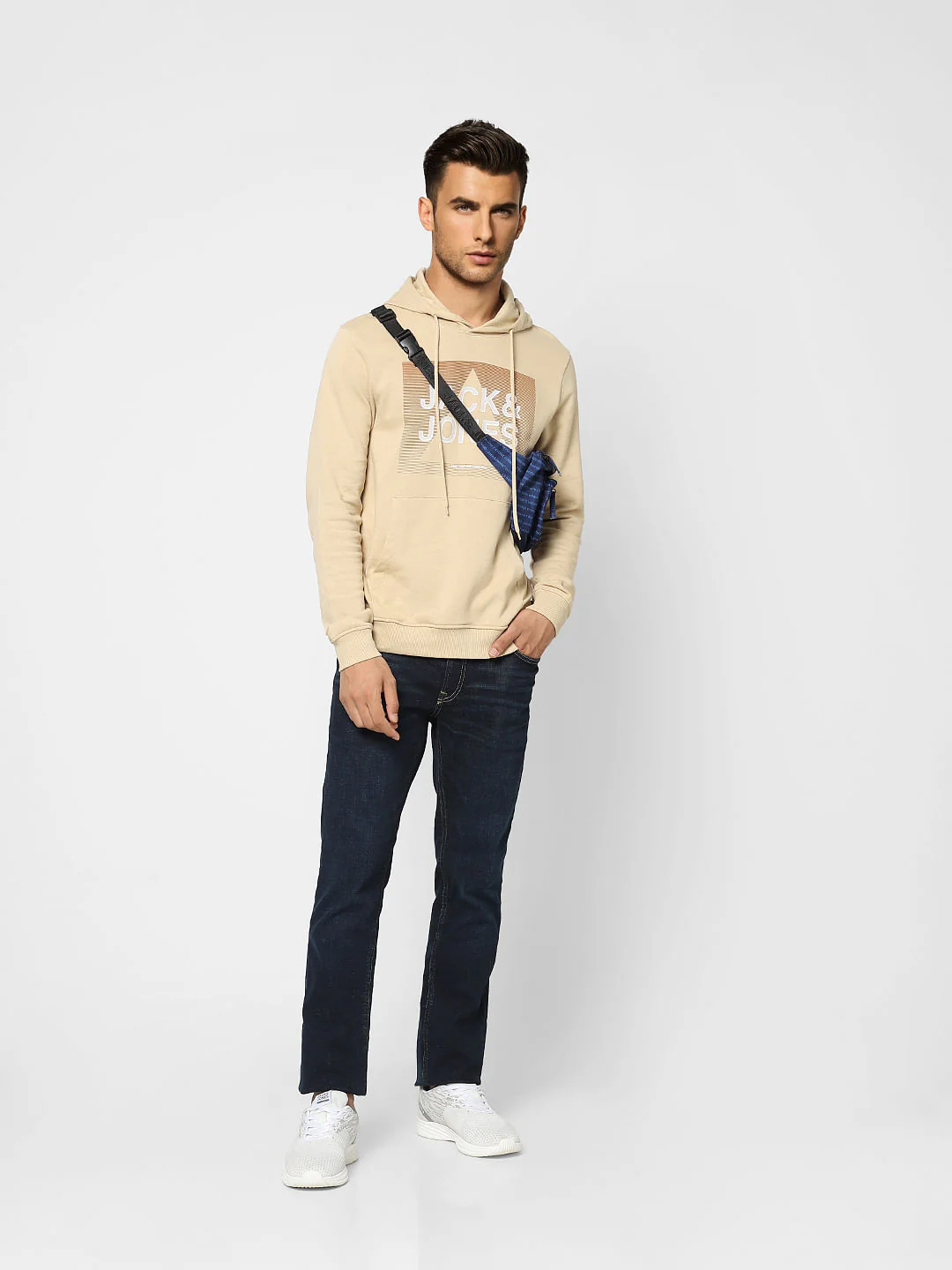 Beige Logo Print Hooded Sweatshirt - Image 6