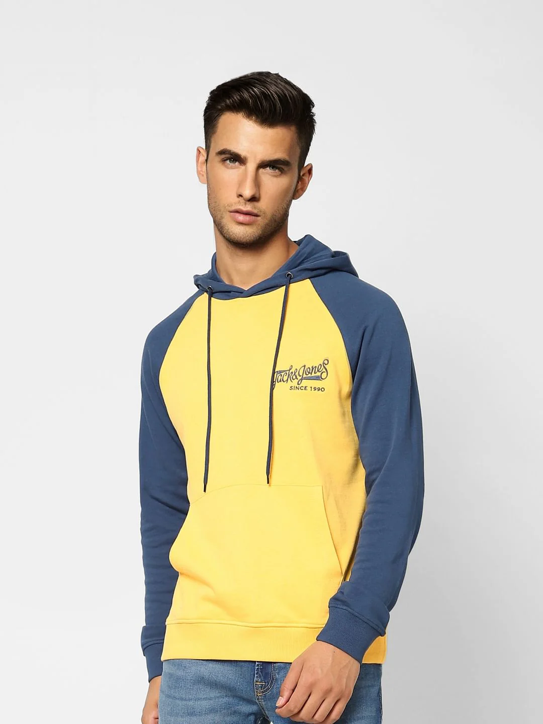 Yellow Colourblocked Hooded Sweatshirt - Image 3