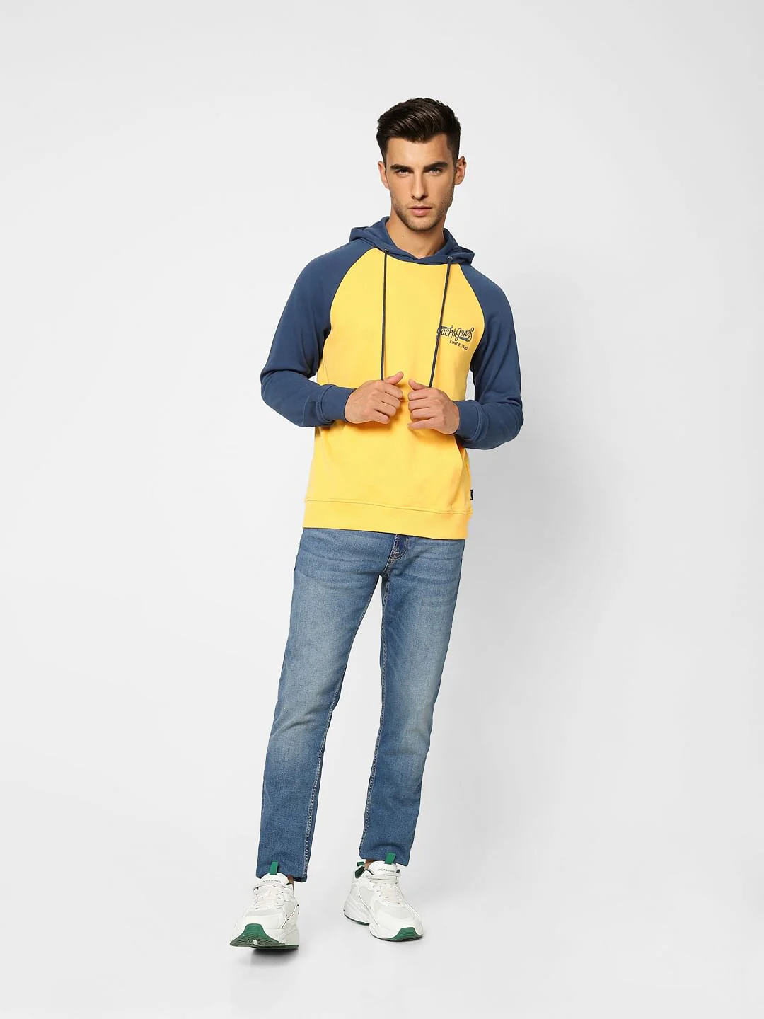 Yellow Colourblocked Hooded Sweatshirt - Image 6