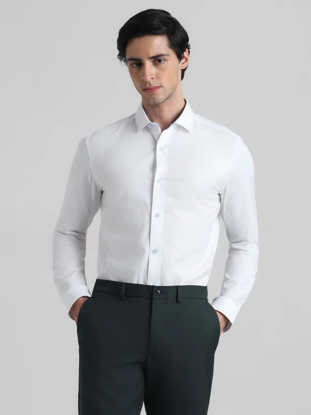 White Dobby Full Sleeves Formal Shirt - Image 2