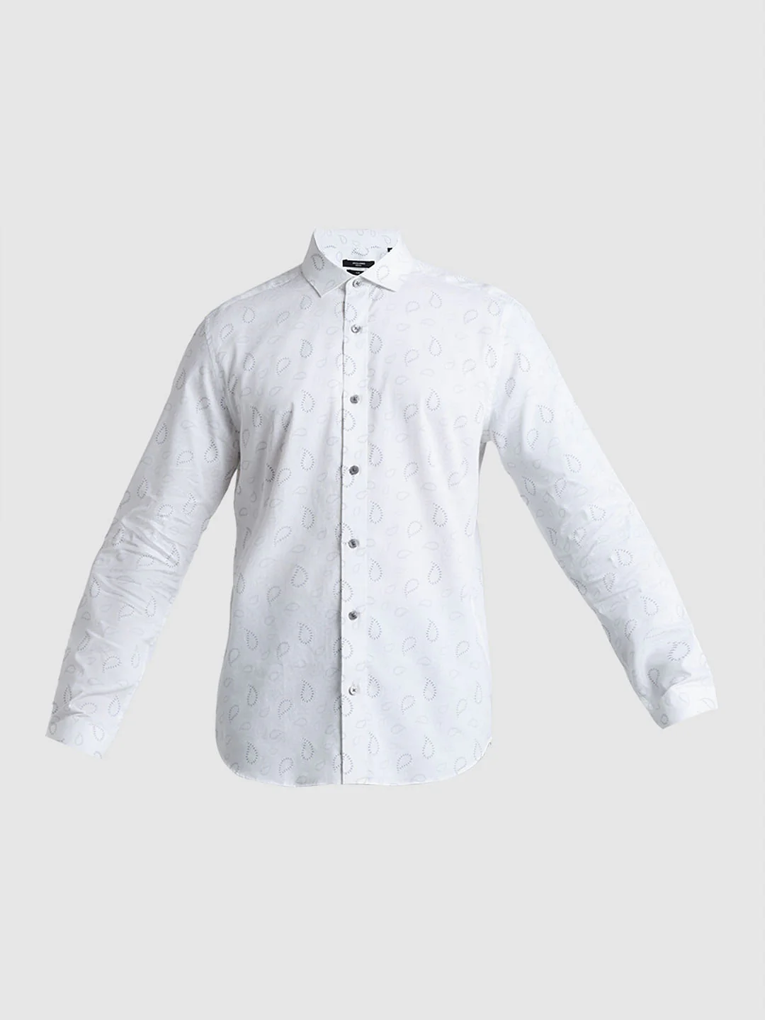 White Printed Formal Full Sleeves Shirt - Image 7