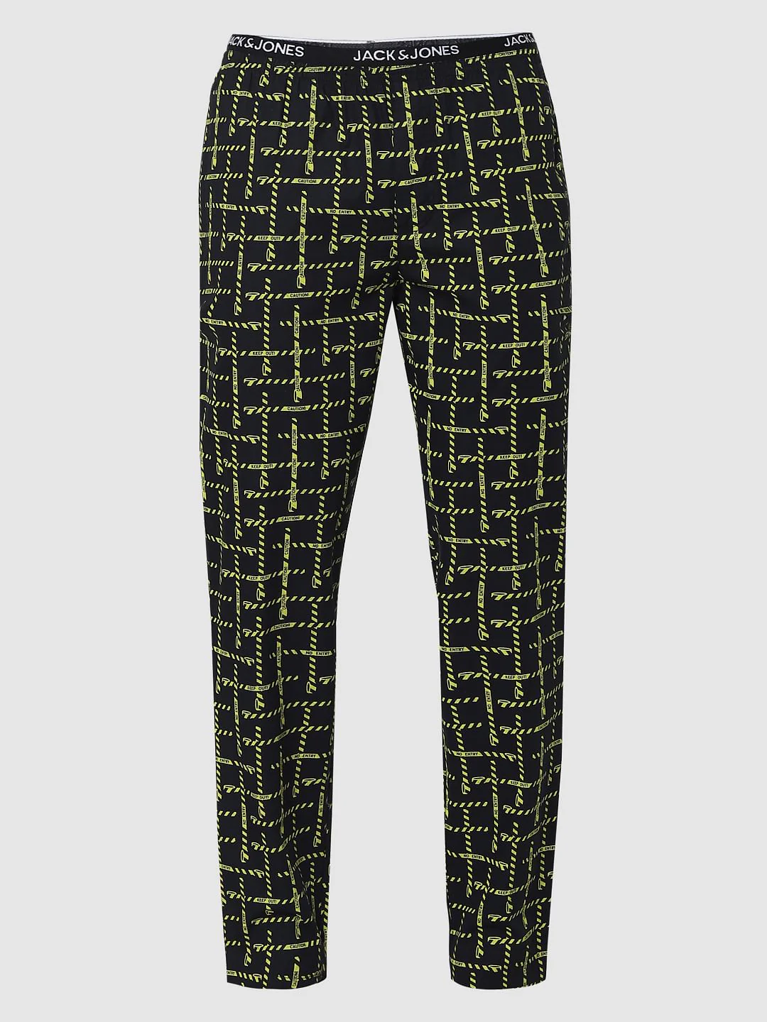 Black All Over Caution Print Pyjamas - Image 6