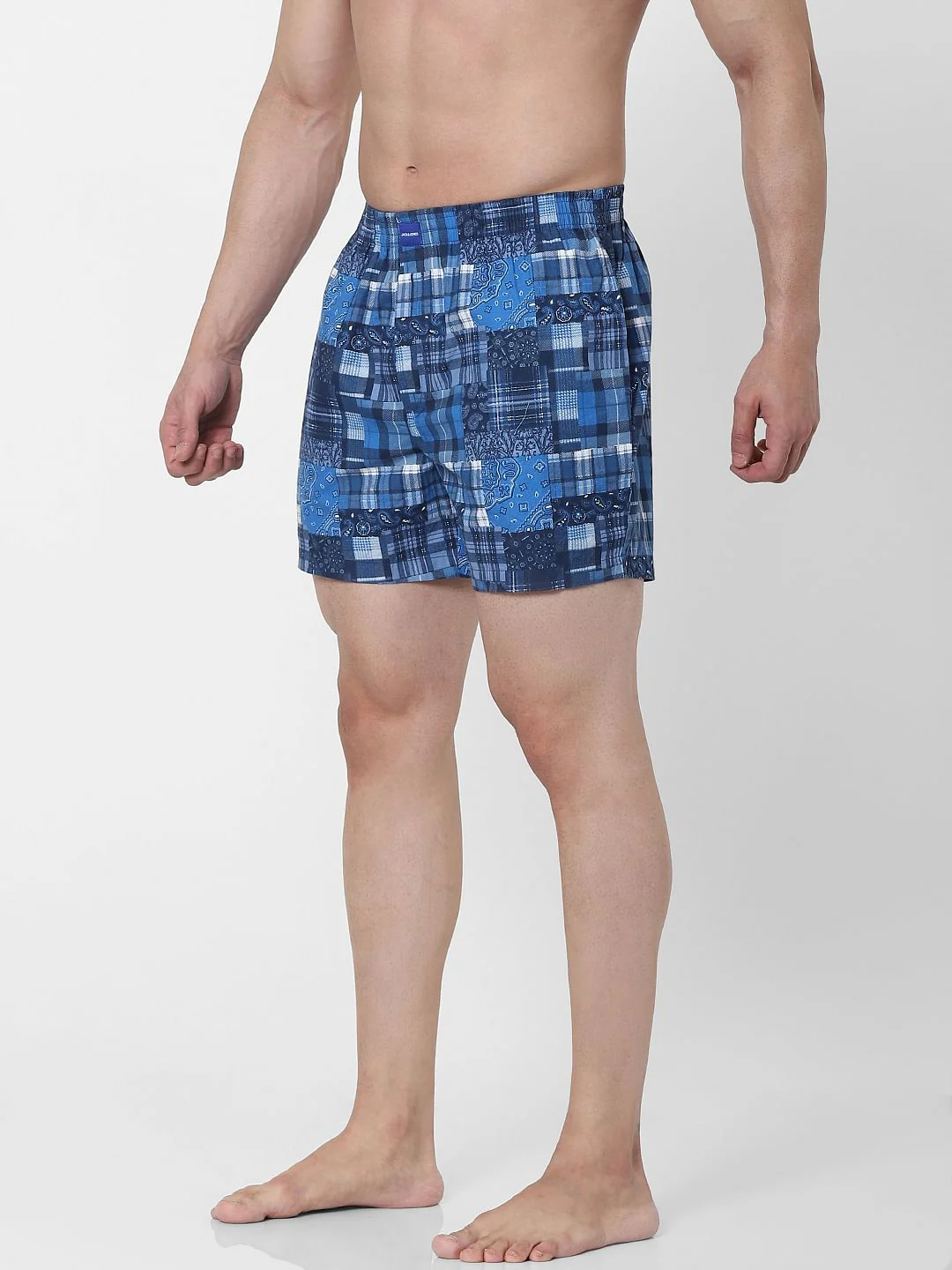 Blue Check Paisley Print Boxers - Image 2