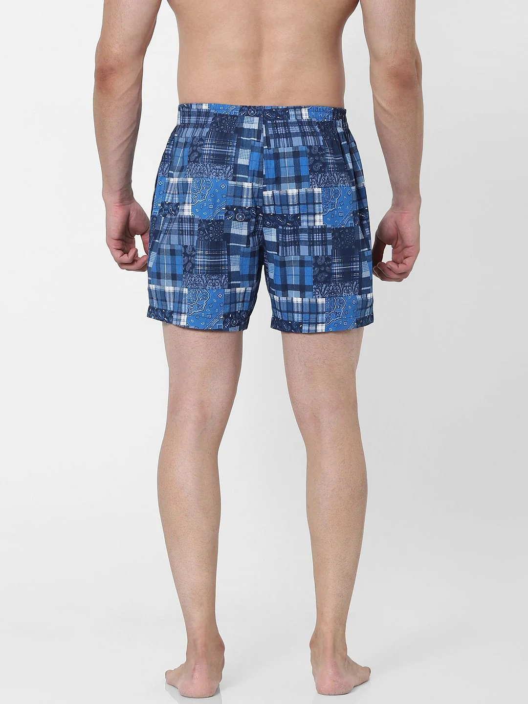 Blue Check Paisley Print Boxers - Image 3