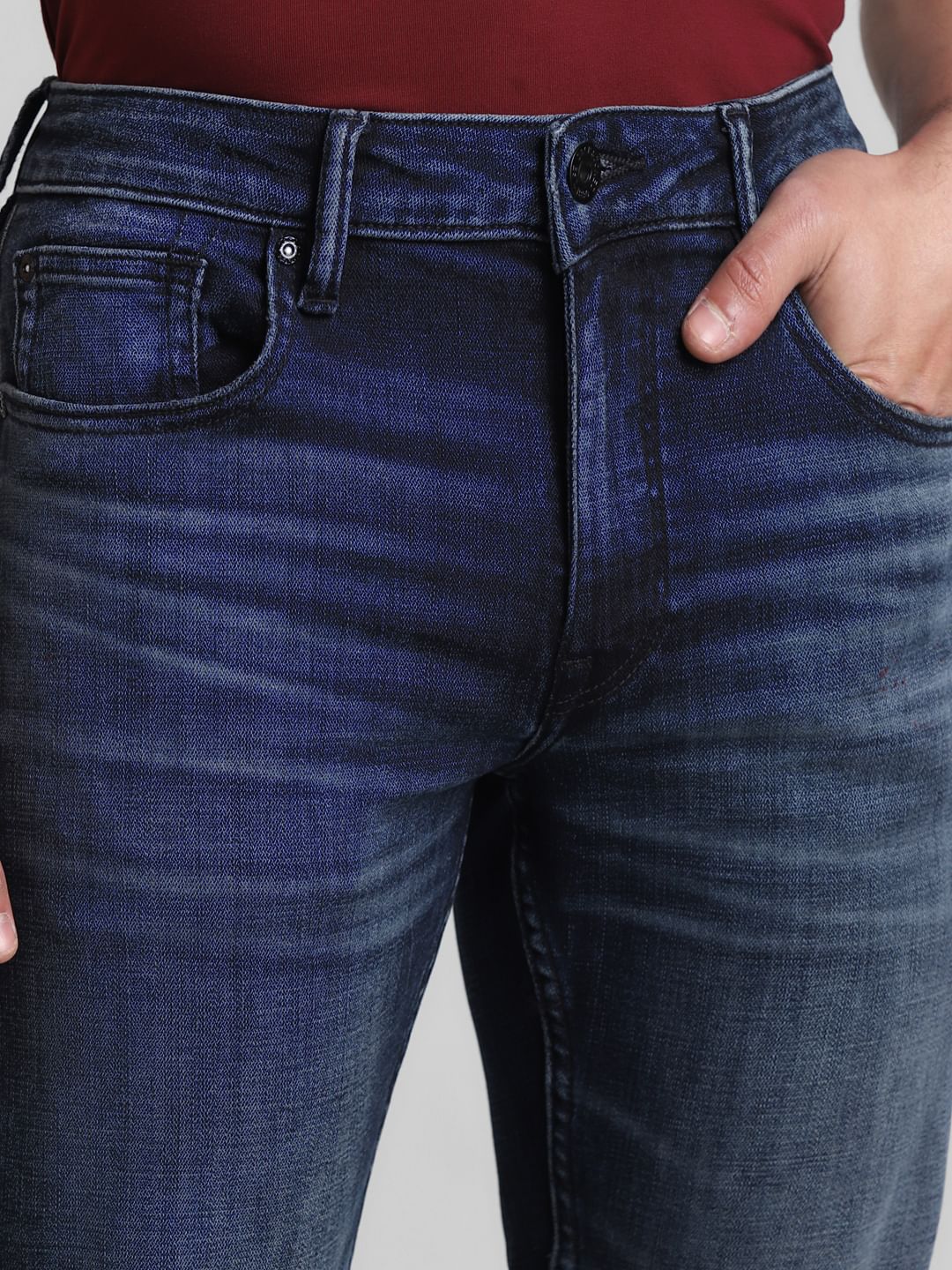 Dark Blue Low Rise GLENN Slim Fit Jeans - Image 4