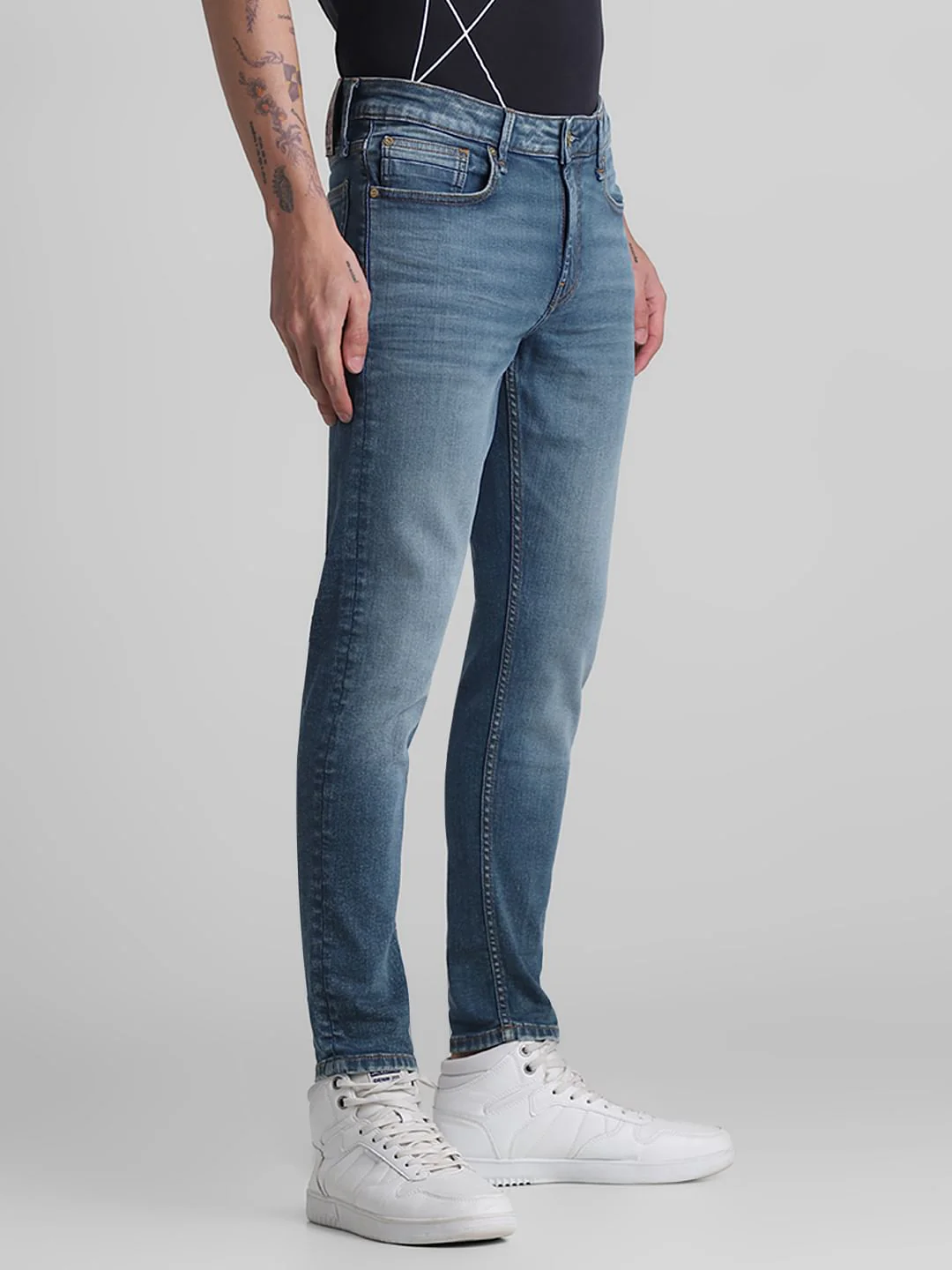 Dark Blue Mid Rise Brak Slim Fit Jeans - Image 2