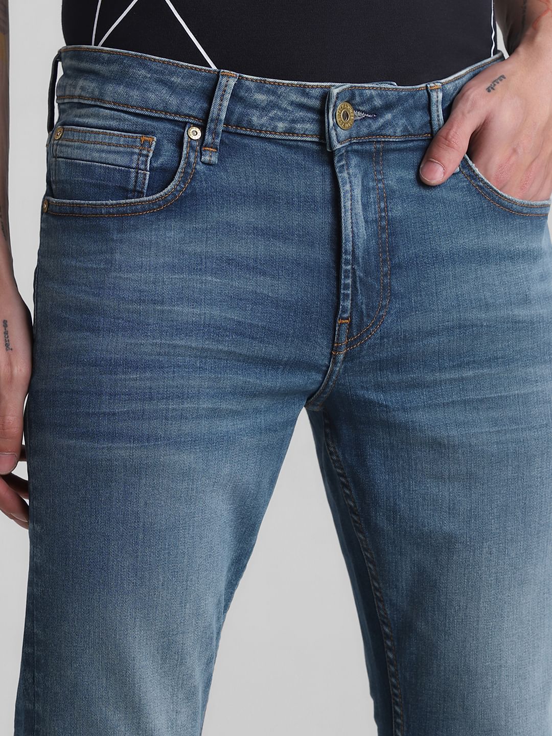 Dark Blue Mid Rise Brak Slim Fit Jeans - Image 4