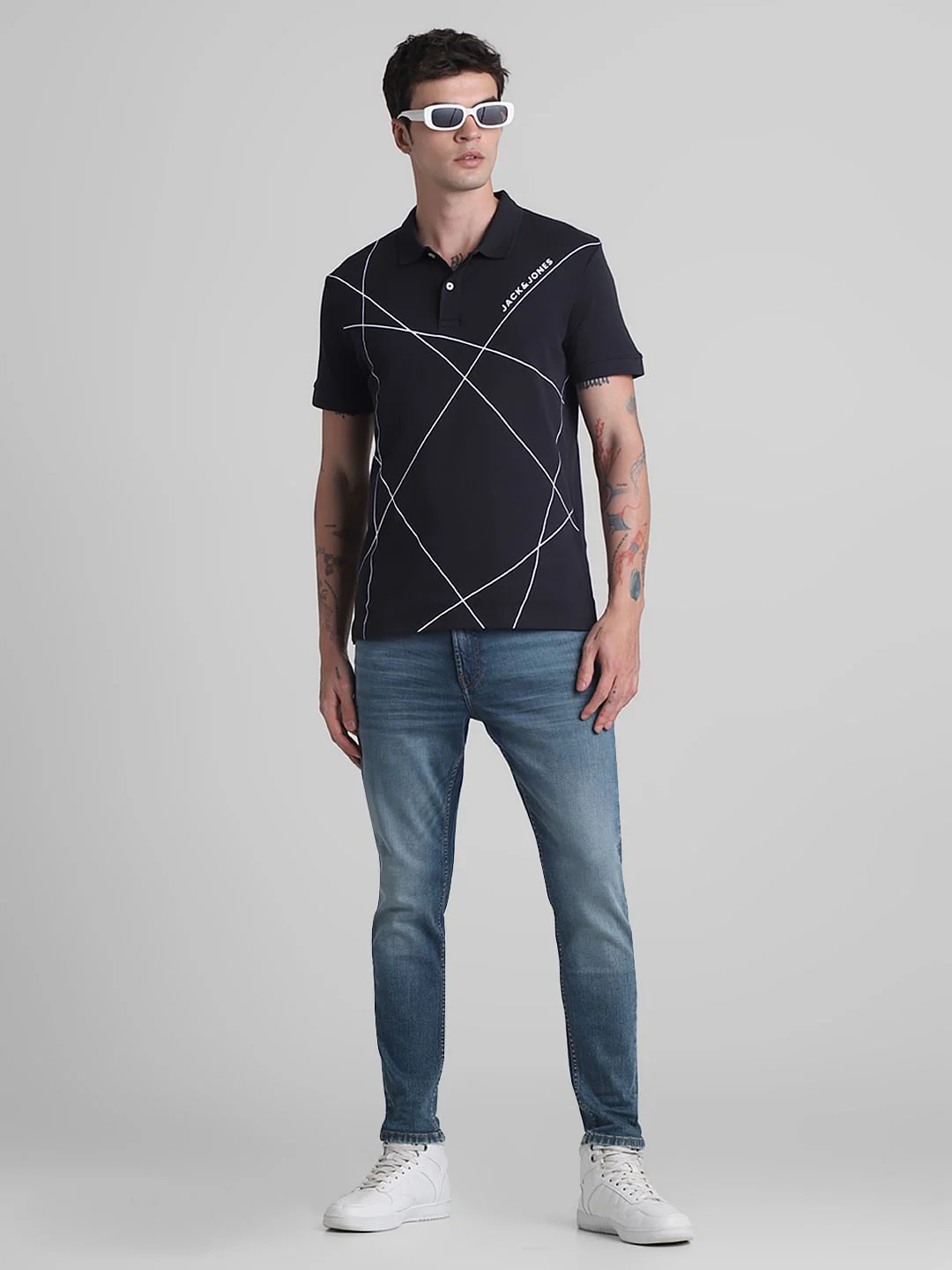 Dark Blue Mid Rise Brak Slim Fit Jeans - Image 7