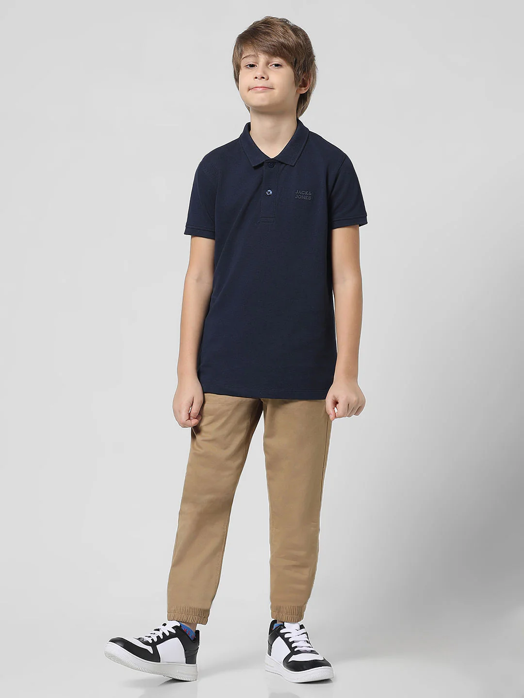 Navy Blue Pique Knit Polo T-shirt - Image 5