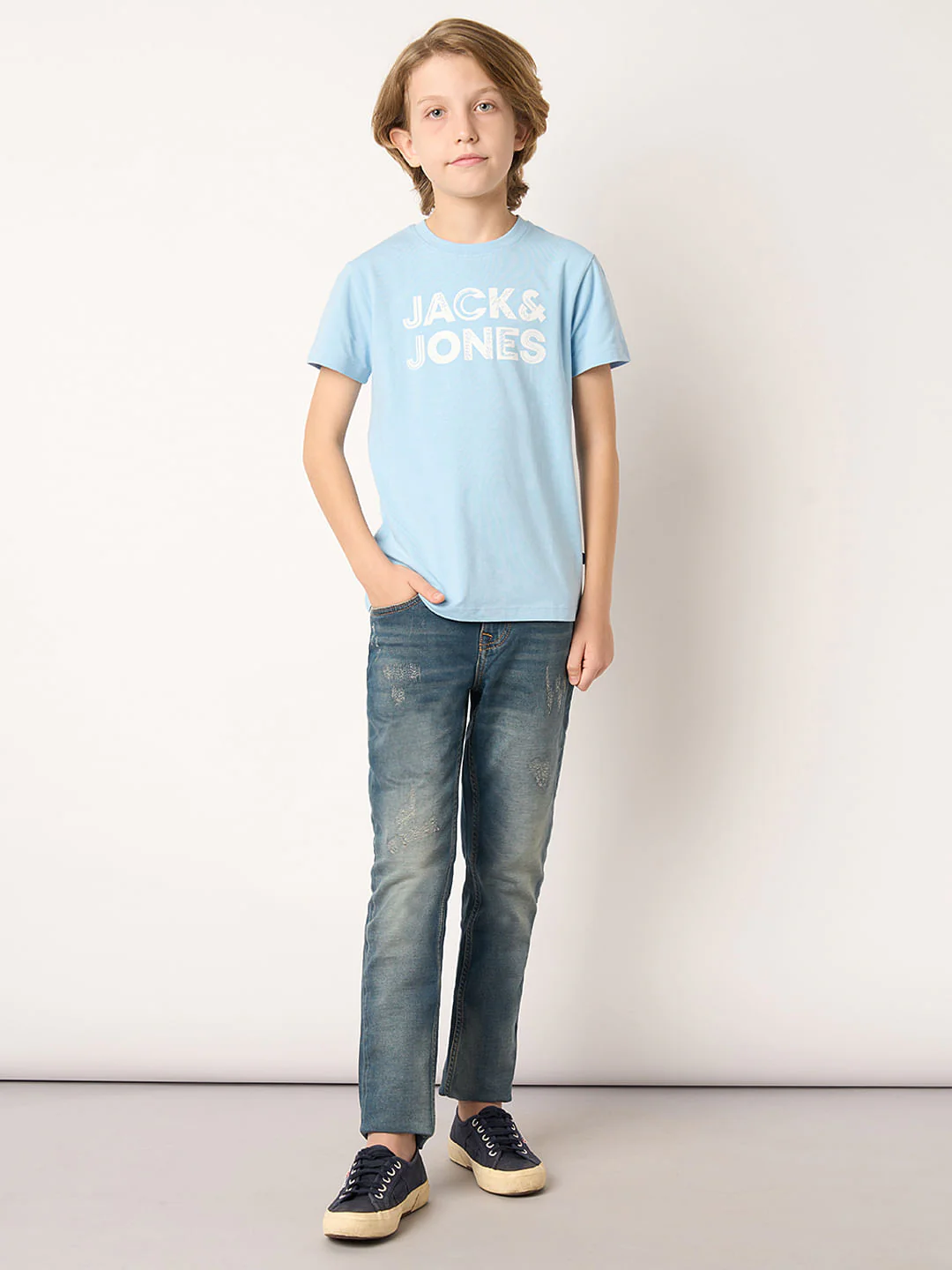 Boys Blue Logo Print T-shirt - Image 5