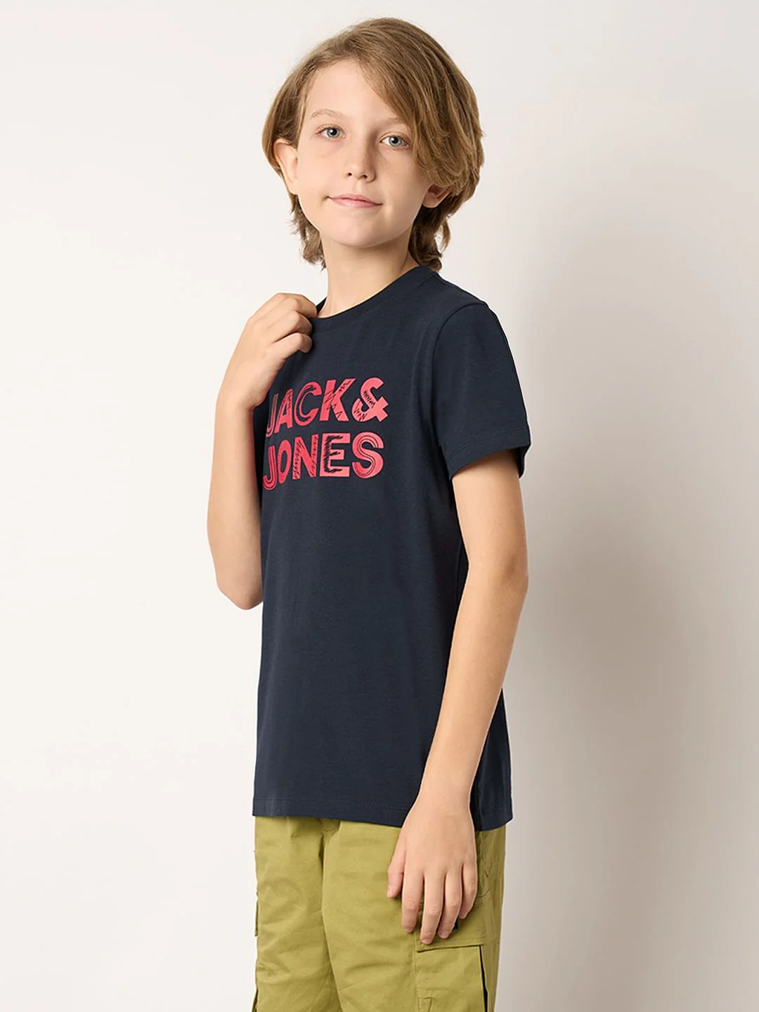 Boys Navy Blue Logo Print T-shirt - Image 3