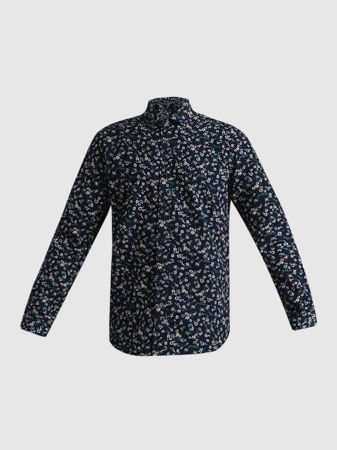 Dark Blue Floral  Full Sleeves Shirt - Image 7